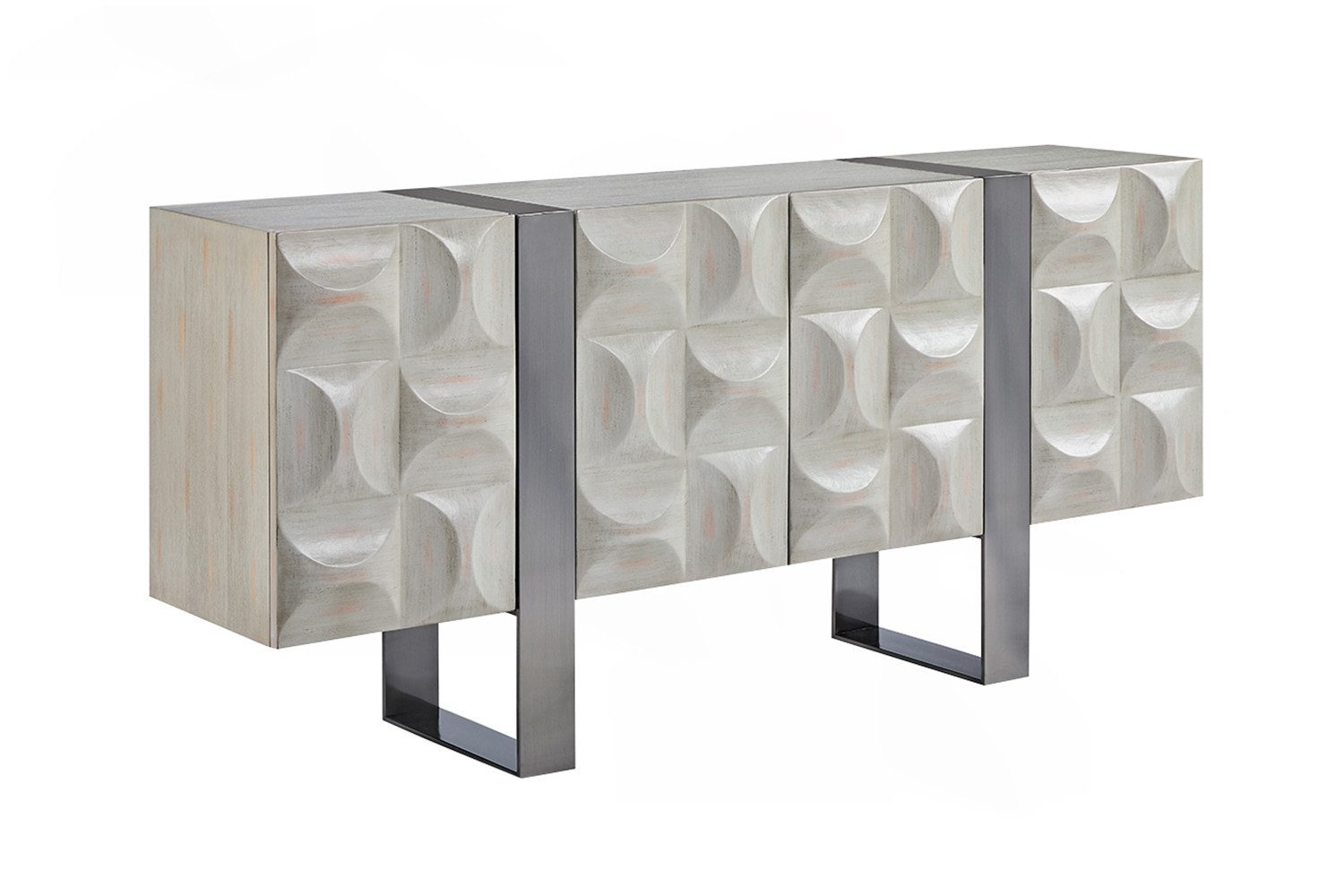 KAWOLA Sideboard, 4 Türen Ulme grau günstig online kaufen