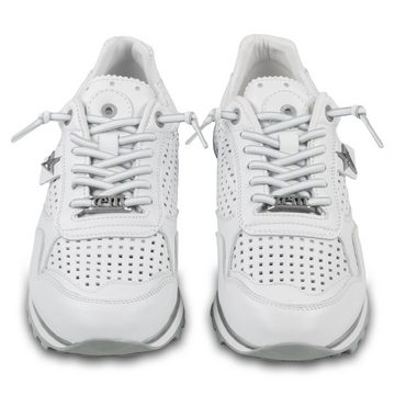 Cetti Herren Sneaker weiß, Kalbsleder perforiert (C-848 nature blanco) Sneaker Gefertigt in Spanien