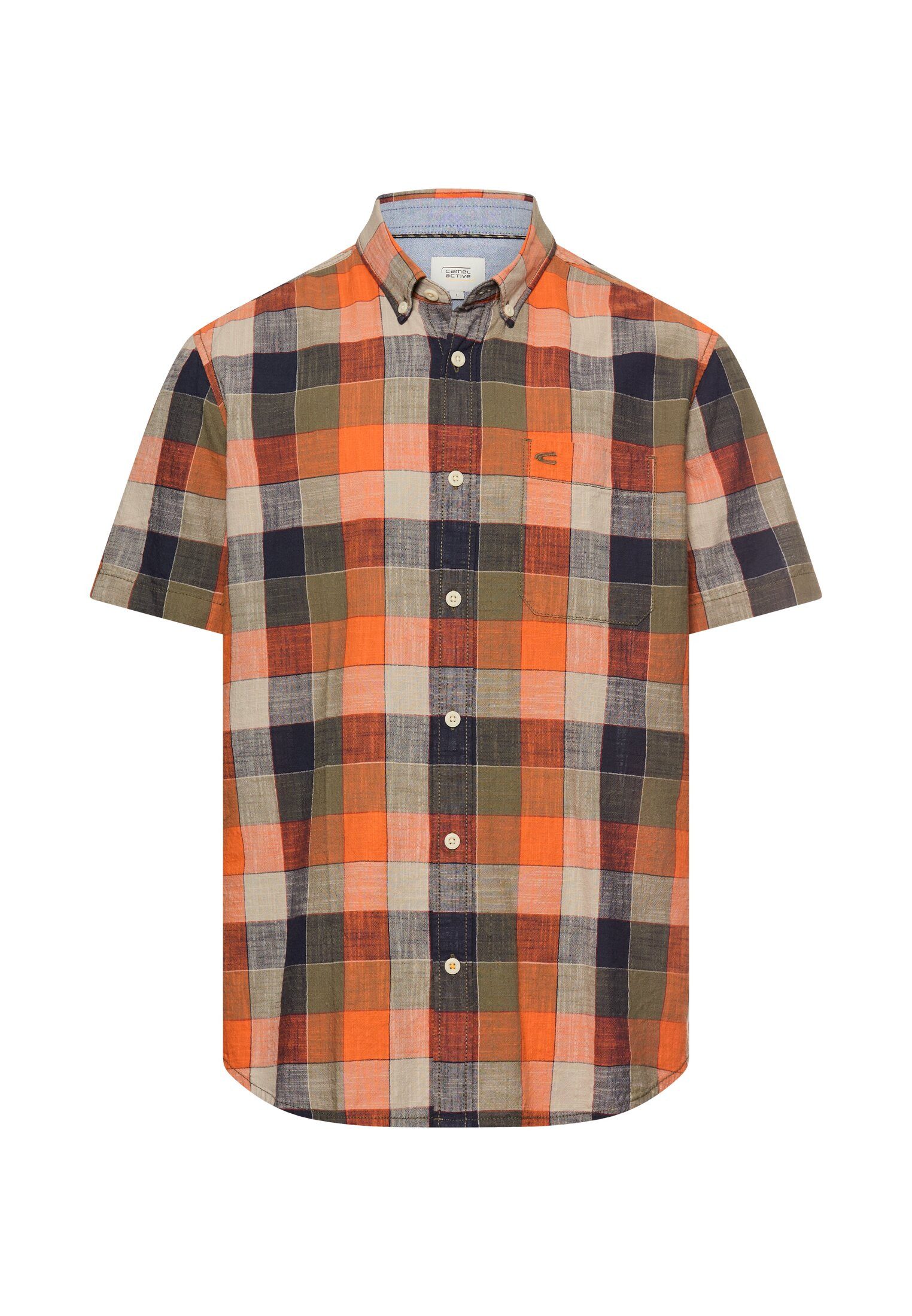 camel active Karohemd Kurzarm, mit Button-Down-Kragen
