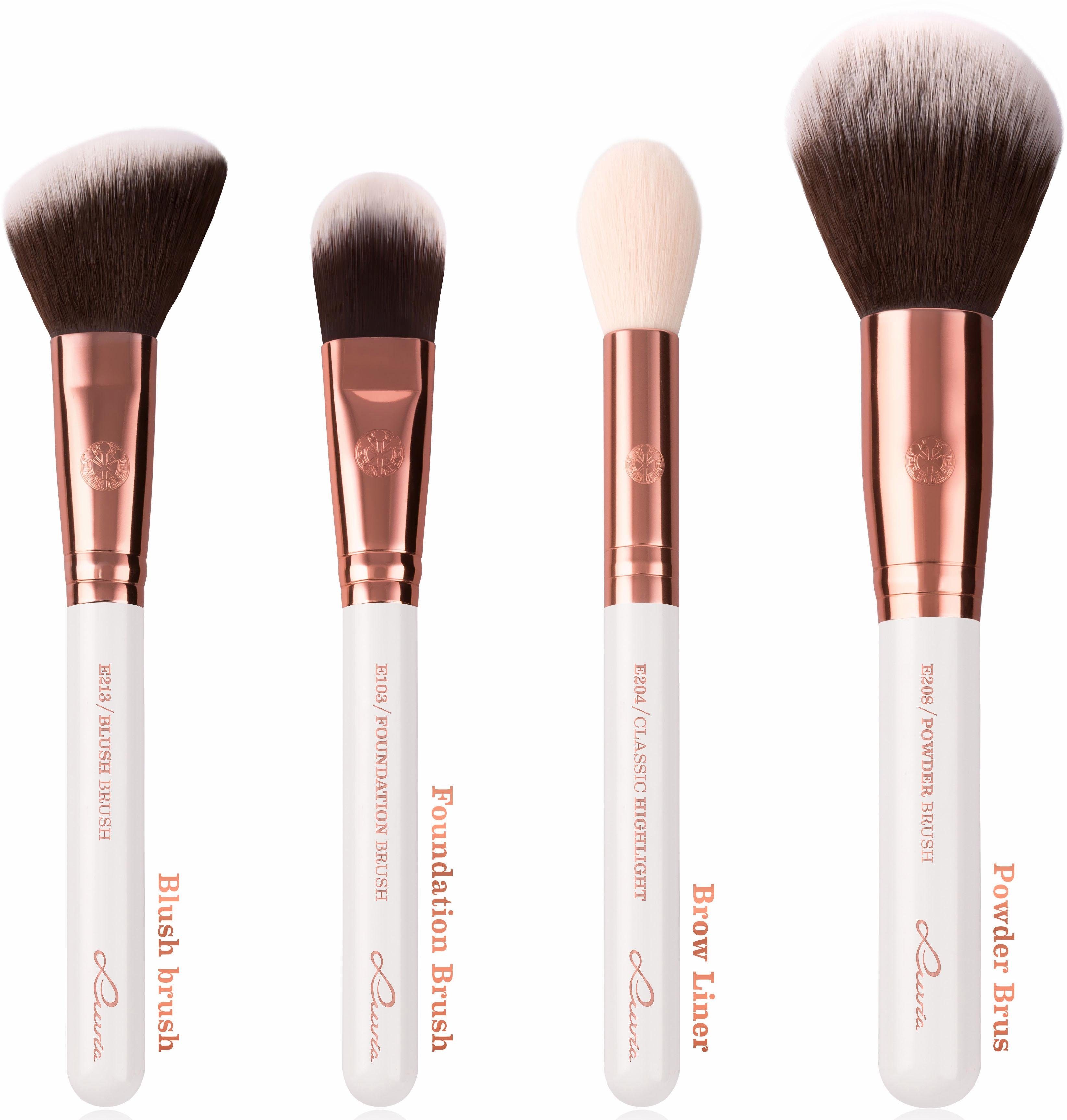Luvia Cosmetics Kosmetikpinsel-Set Essential - vegan Brushes Feather tlg., White, 15