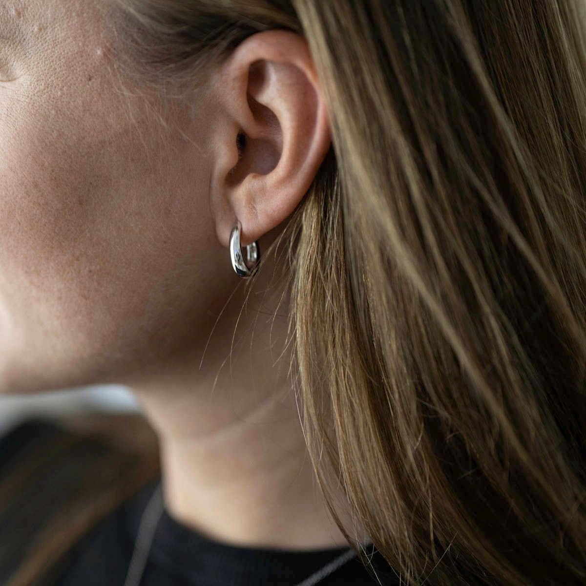 Materia Klappcreolen Damen Silber Creolen Ohrringe Hochglanz SO-229, 925 Sterling Silber, rhodiniert