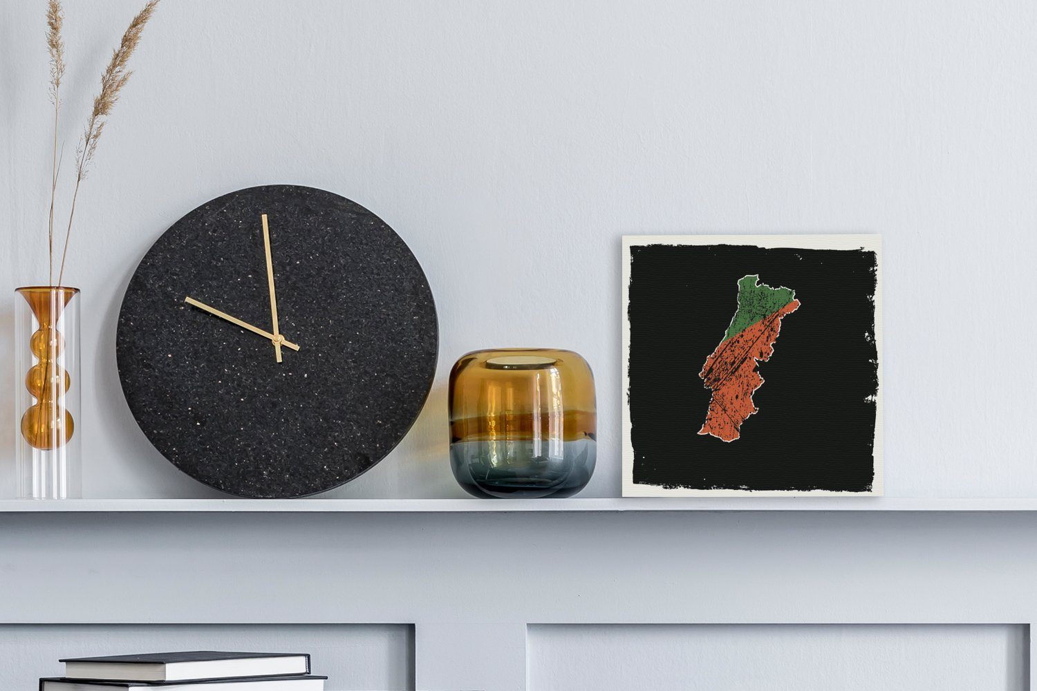 OneMillionCanvasses® Leinwandbild Illustration von Portugal (1 einem Wohnzimmer für Leinwand Bilder vor der Farben schwarzen, Flagge den St), in Schlafzimmer