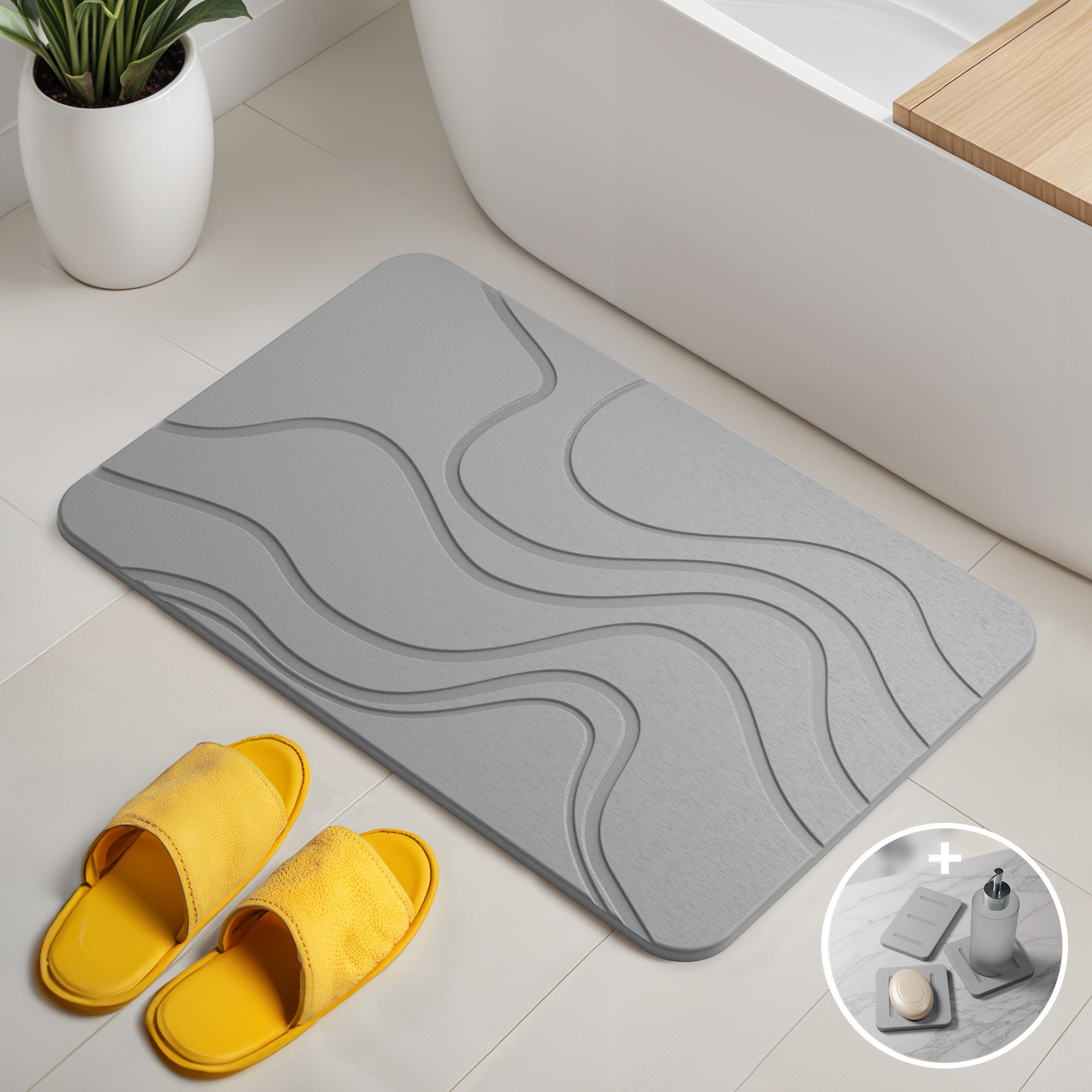 Björn&Schiller Badematte Stein Kieselgur Matte Badezimmer günstig online kaufen