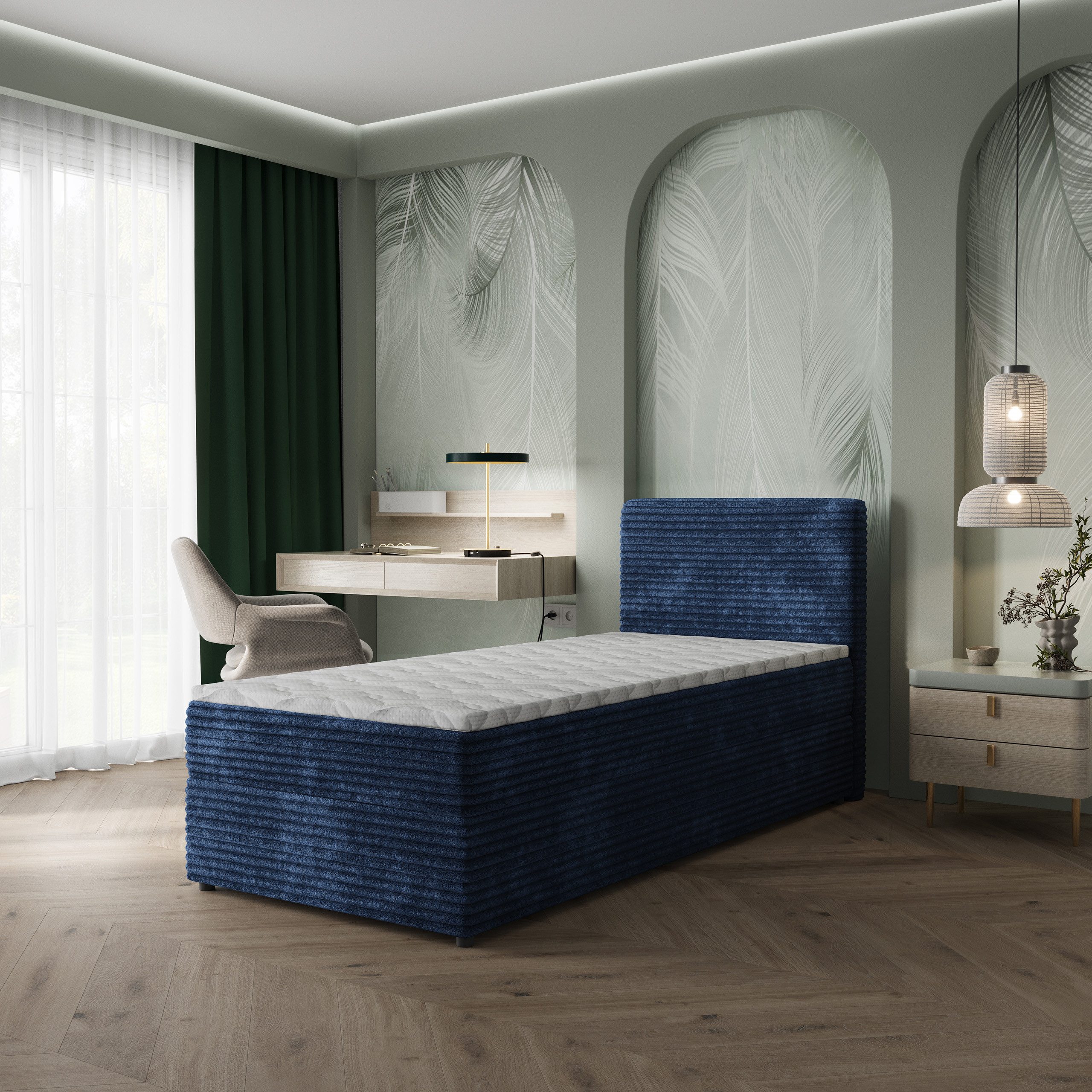 Masseno Boxbett PISA 80x200 cm mit Bonell Matratze und Topper