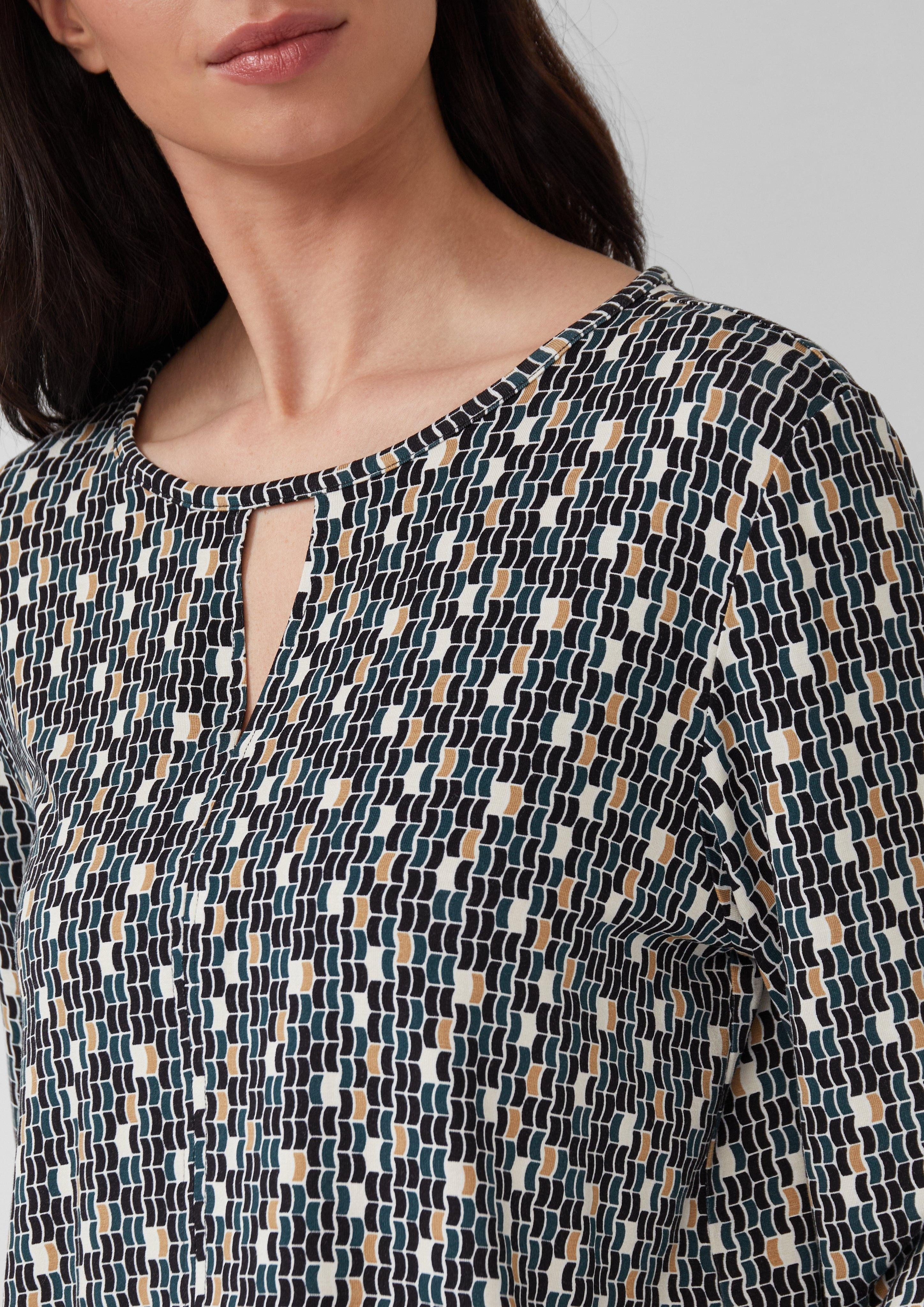 s.Oliver Langarmshirt T-Shirt mit All-over-Print und günstig online kaufen