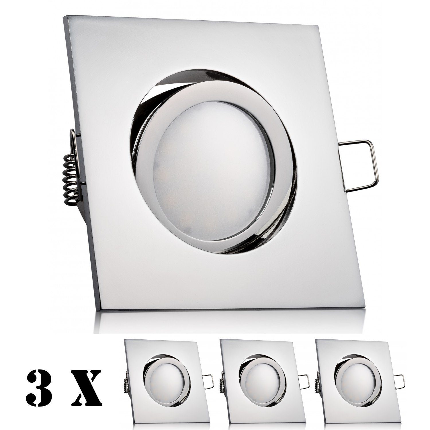 Einbaustrahler vo extra flach LED 3er LEDANDO Einbaustrahler chrom in mit Set Leuchtmittel 5W LED