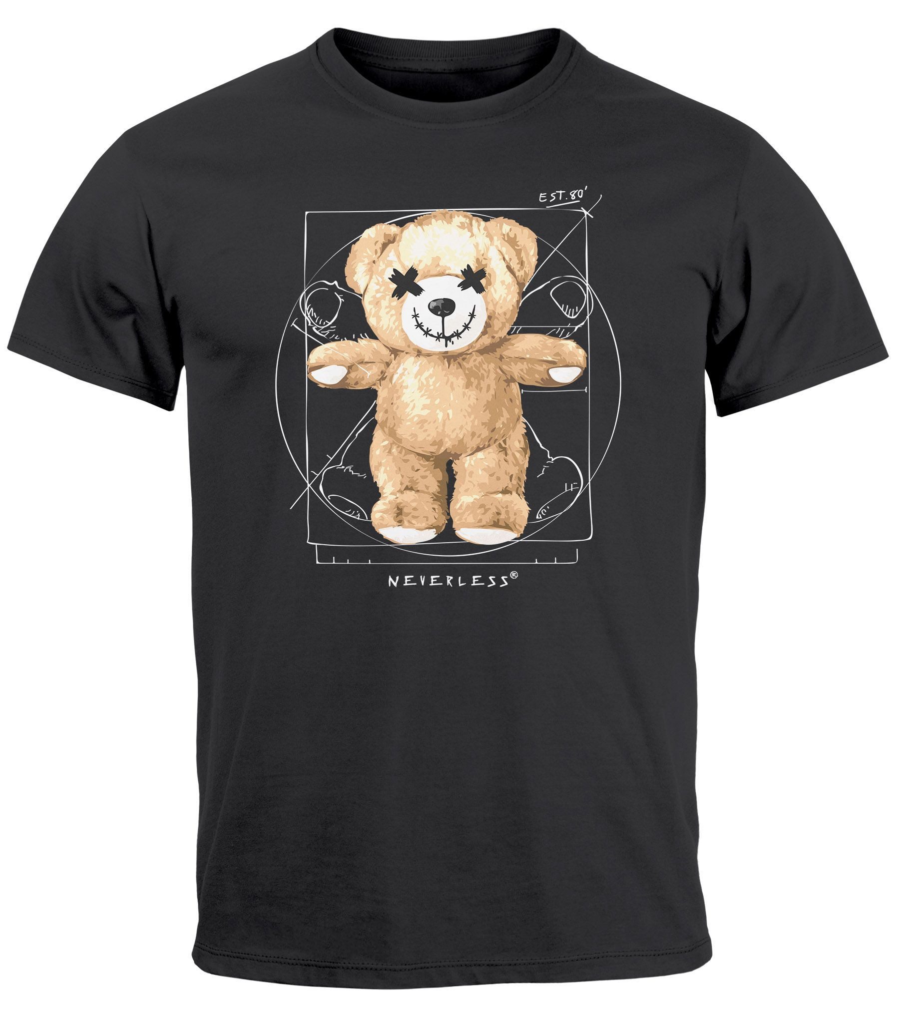 Neverless Print-Shirt Herren T-Shirt Print Teddy günstig online kaufen