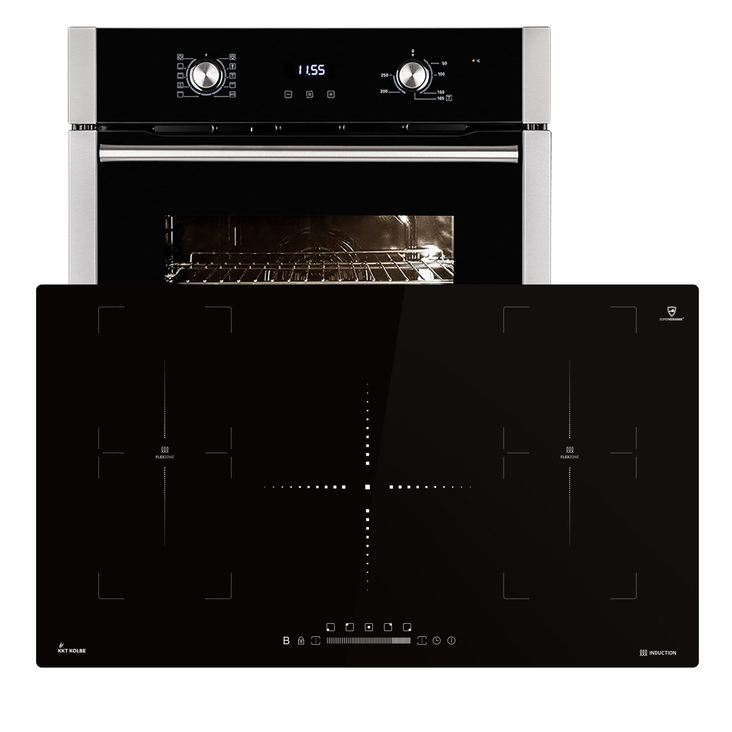 KKT KOLBE Backofen-Set Backofen und Induktionskochfeld SET8010IH890FZ, mit 2-fach Teleskopauszug, Herdset / Heißluft / Kochmulde / Einbaubackofen / Induktion
