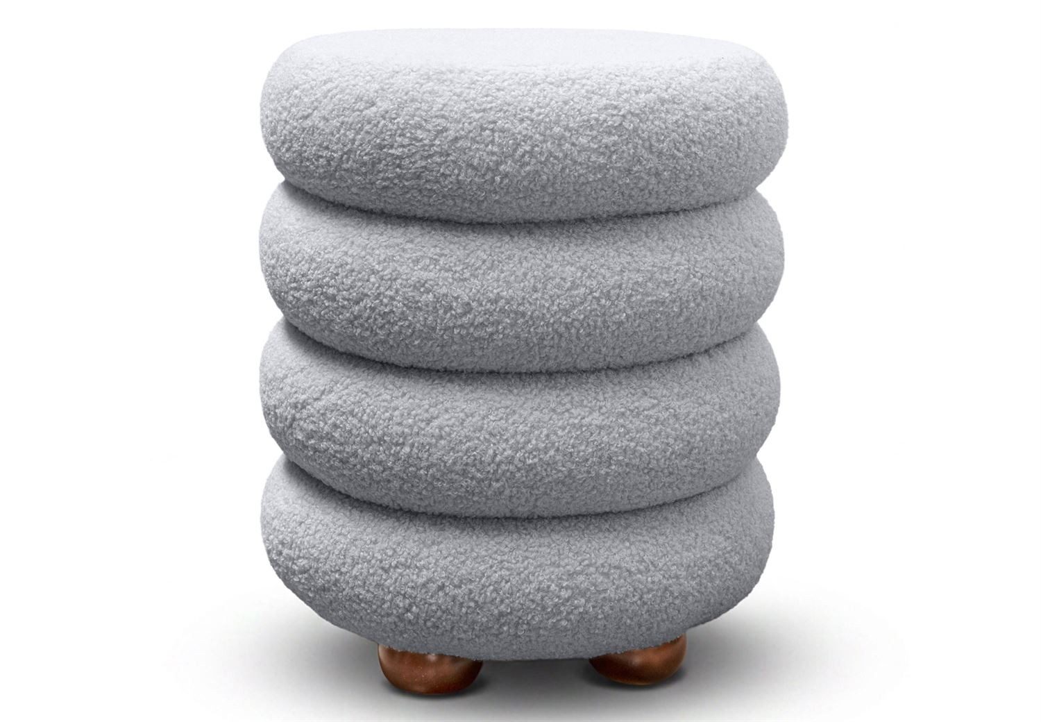 Lookway Hocker NOLLIE aus Bouclé-Stoff mit dekorativer Segmentoptik (1x Hocker), Durchmesser: ⌀ 34 cm