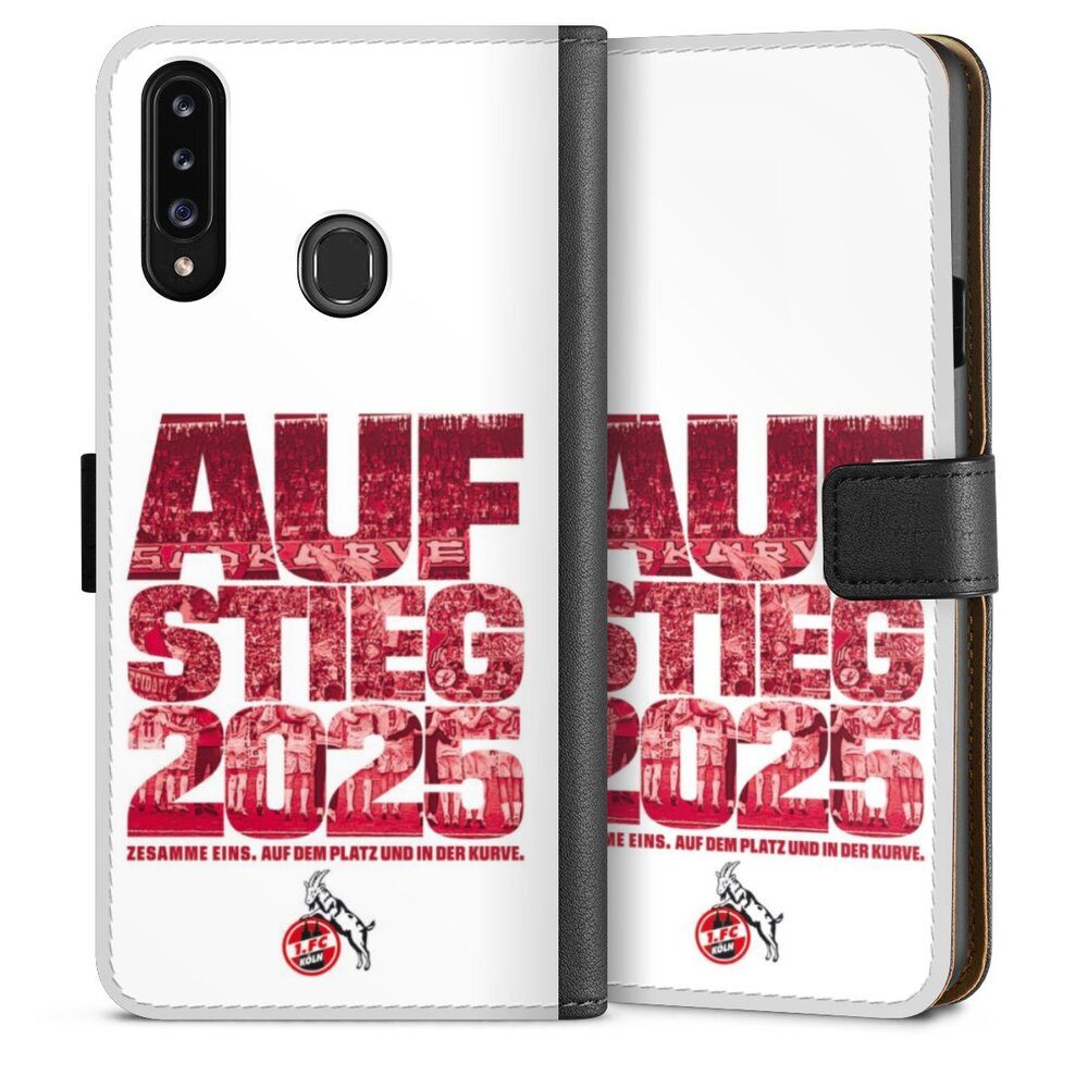 DeinDesign Handyhülle 1. FC Köln Aufstieg Offizielles Lizenzprodukt 1. FC Köln Aufstieg 2025, Samsung Galaxy A20s Hülle Handy Flip Case Wallet Cover