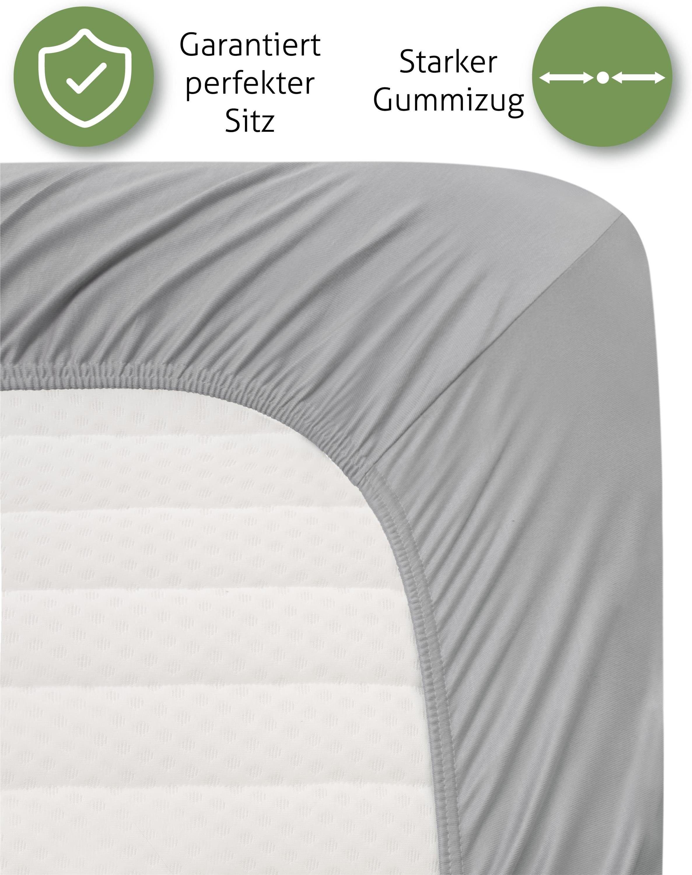 Aspero Spannbettlaken Spannbetttuch, Interlock, Gummizug: rundum, Kühlendes Bettlaken aus 100 % weicher Bambusfaser und 35 cm Steghöhe – Bild 2 von 5