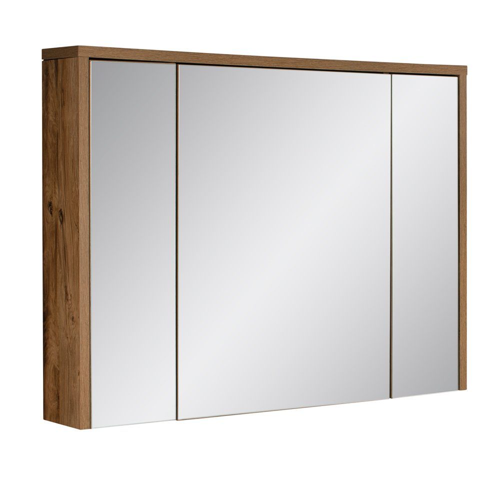 Spiegelschrank mit 100/75-80/16 Beleuchtung 100 Lomadox Dekor, cm HARLOW-56 breit Badezimmer- Eiche