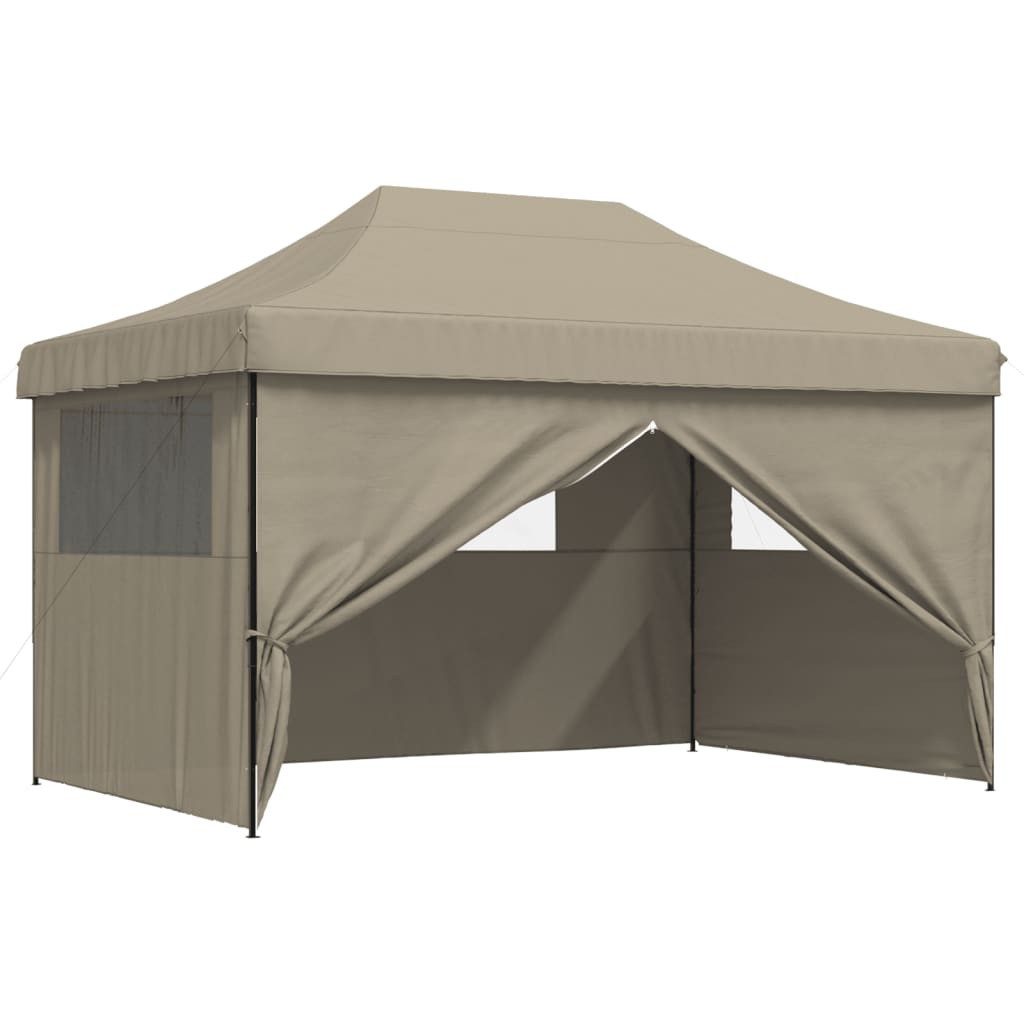 Pavillon Partyzelt Faltbar Pop-Up mit 4 Seitenteilen Taupe Pavillon