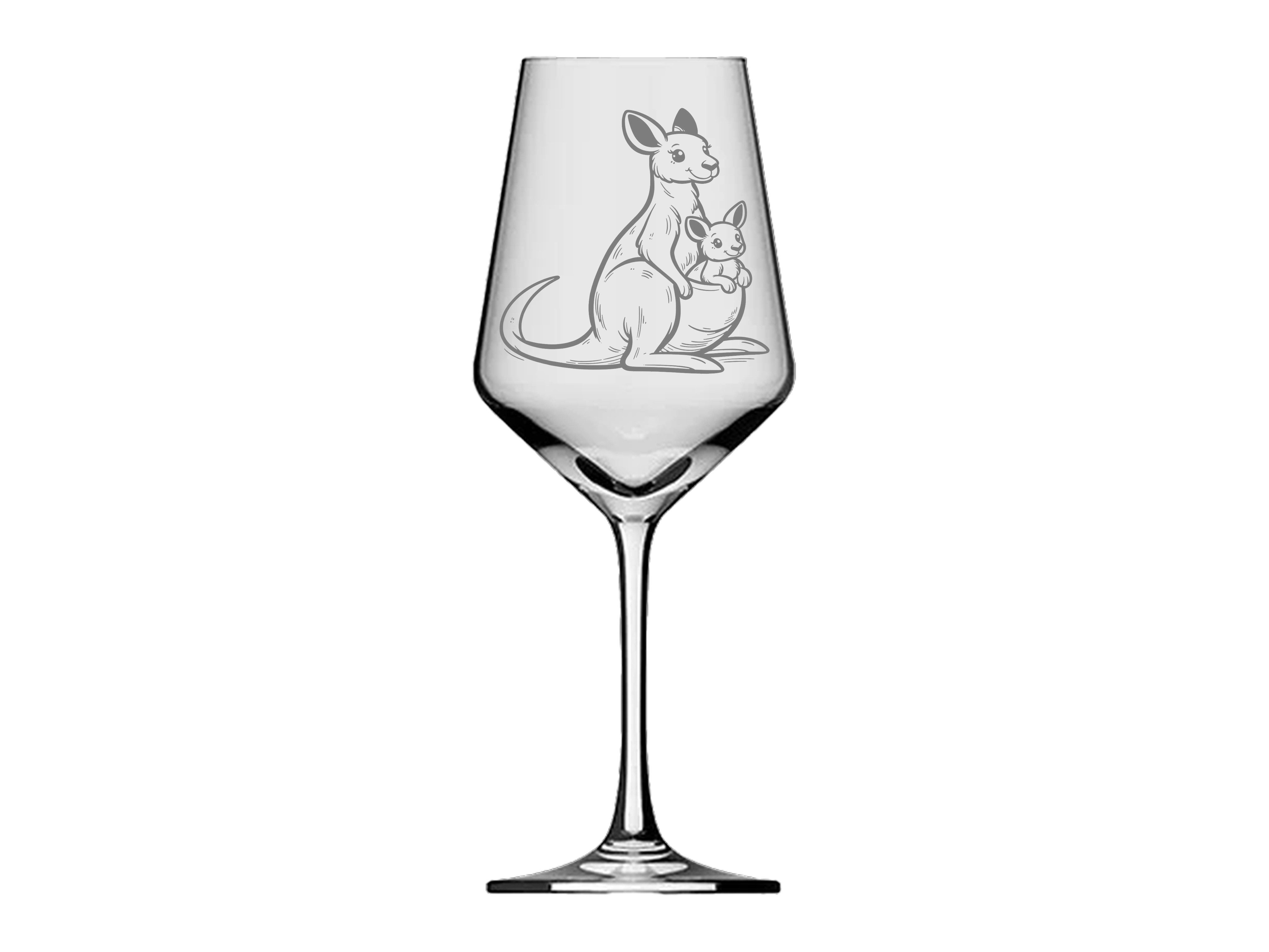 eXODA Weinglas Gravur Känguruh - 350ml absolut spülmaschinenfest, 1-tlg., Glas, Atemberaubende Darstellung