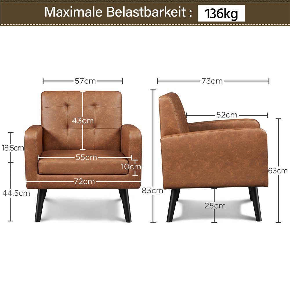 Yaheetech Ohrensessel, Relaxsessel Polstersessel bis 136 günstig online kaufen