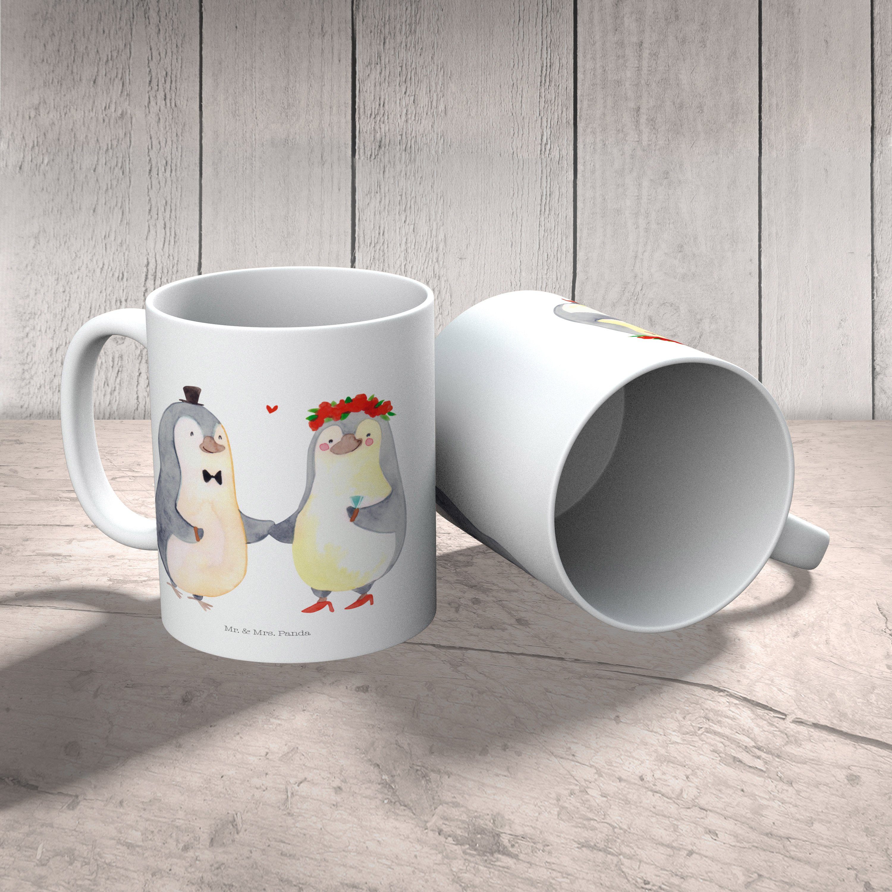 Mr. Pinguin Geschenk, Tas, Tasse Heirat & Kaffeebecher, Paar, - Tasse, Panda Mrs. Keramik - Büro Weiß