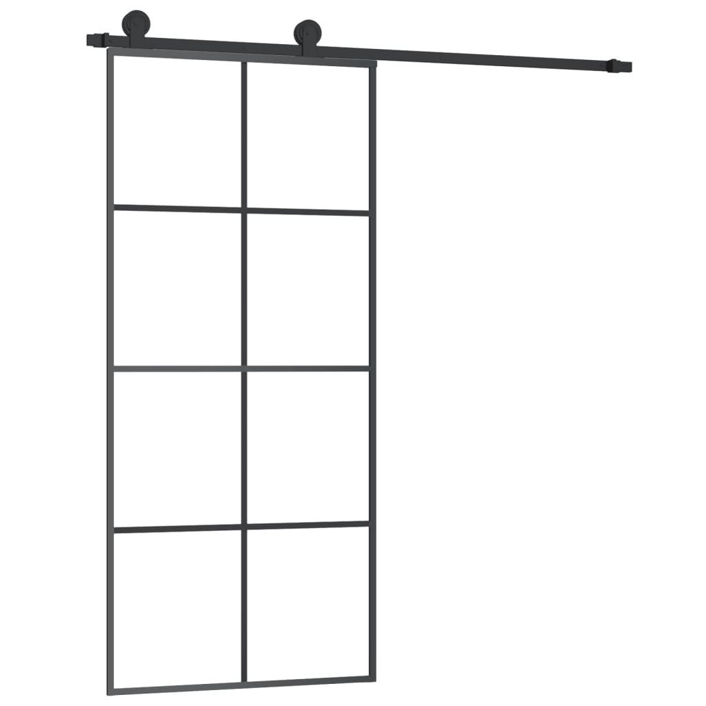 vidaXL Haustür Schiebetür mit Beschlag 90x205 cm ESG-Glas & Aluminium (1-St)