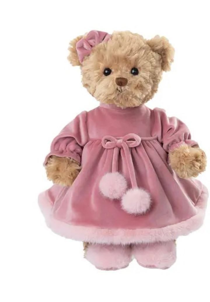 Bukowski Kuscheltier Teddybär Aiko mit rosa Kleid 35 cm Plüschteddybär Stofftier