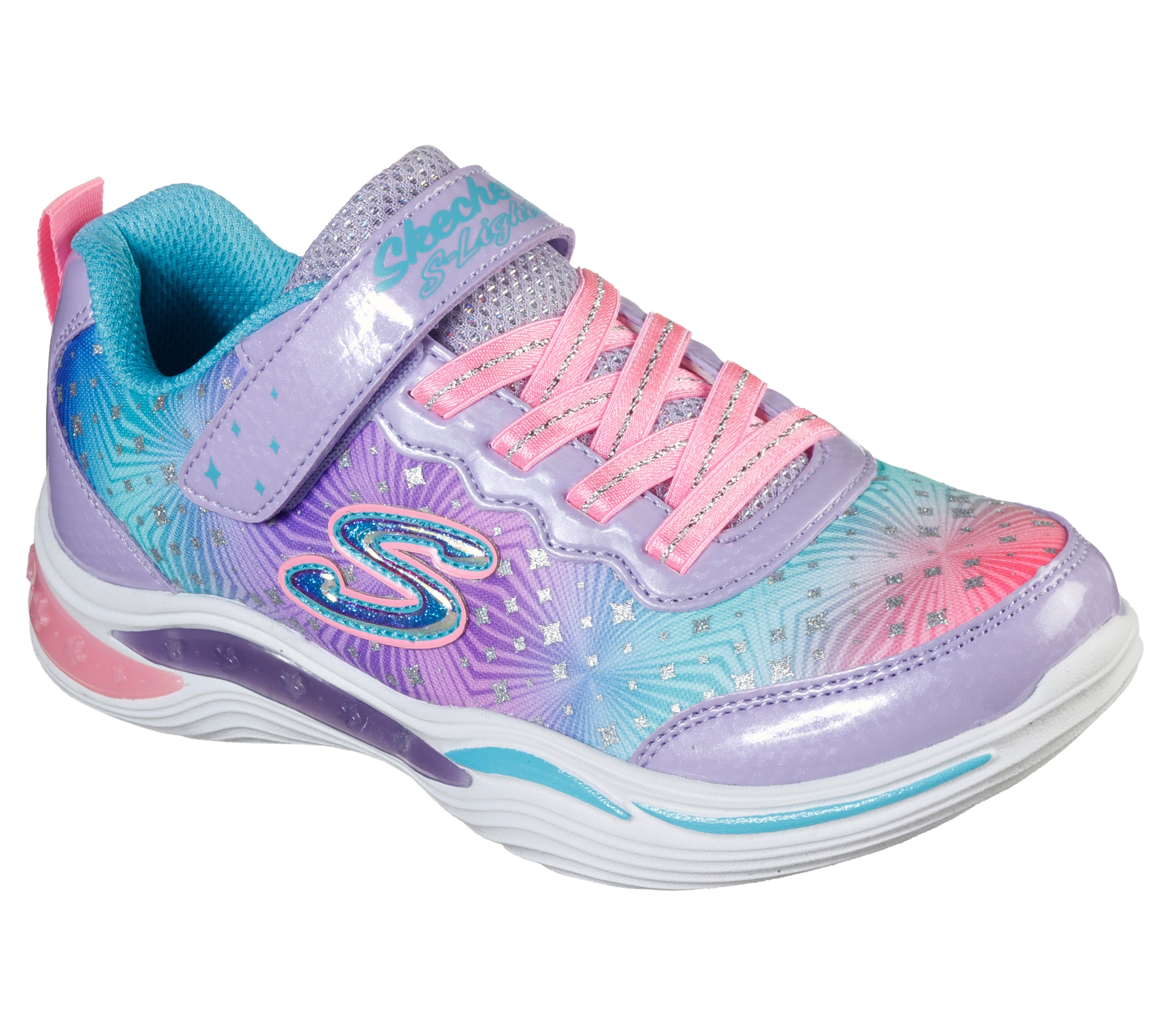 Skechers Kids Blinkschuh POWER PETALS - PAINTED DAISY Sneaker mit cooler Blinkfunktion, Freizeitschuh, Halbschuh, Schnürschuh