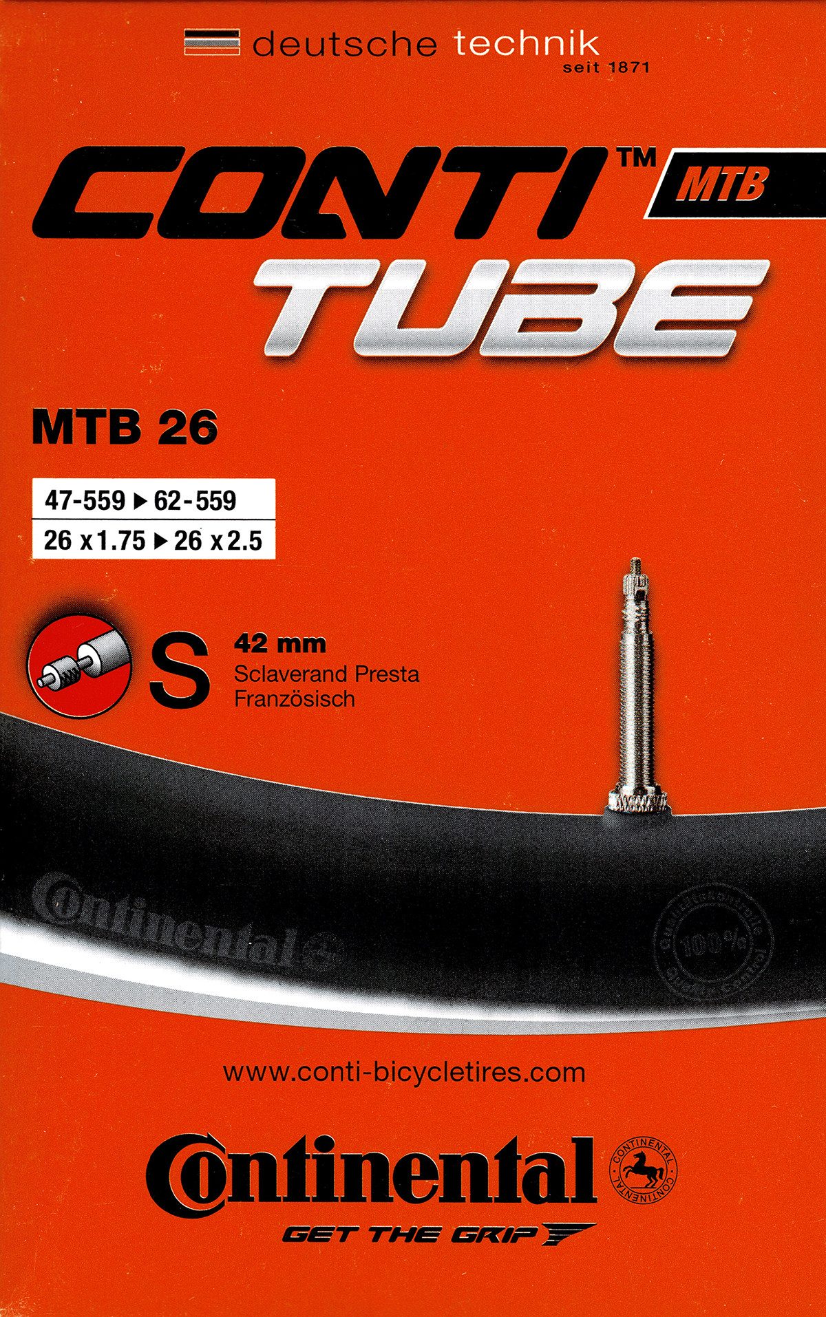 Fahrradschlauch Continental MTB 26 Schlauch 26 Zoll SV (47/62-559) SV 42mm