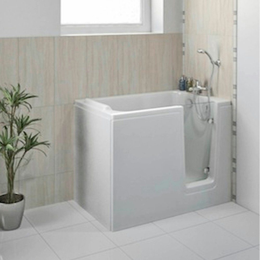 Dusche24 Badewanne Badewanne mit Tür 121x65 cm HODEEP mit Tür inkl. Schürze und Ablauf