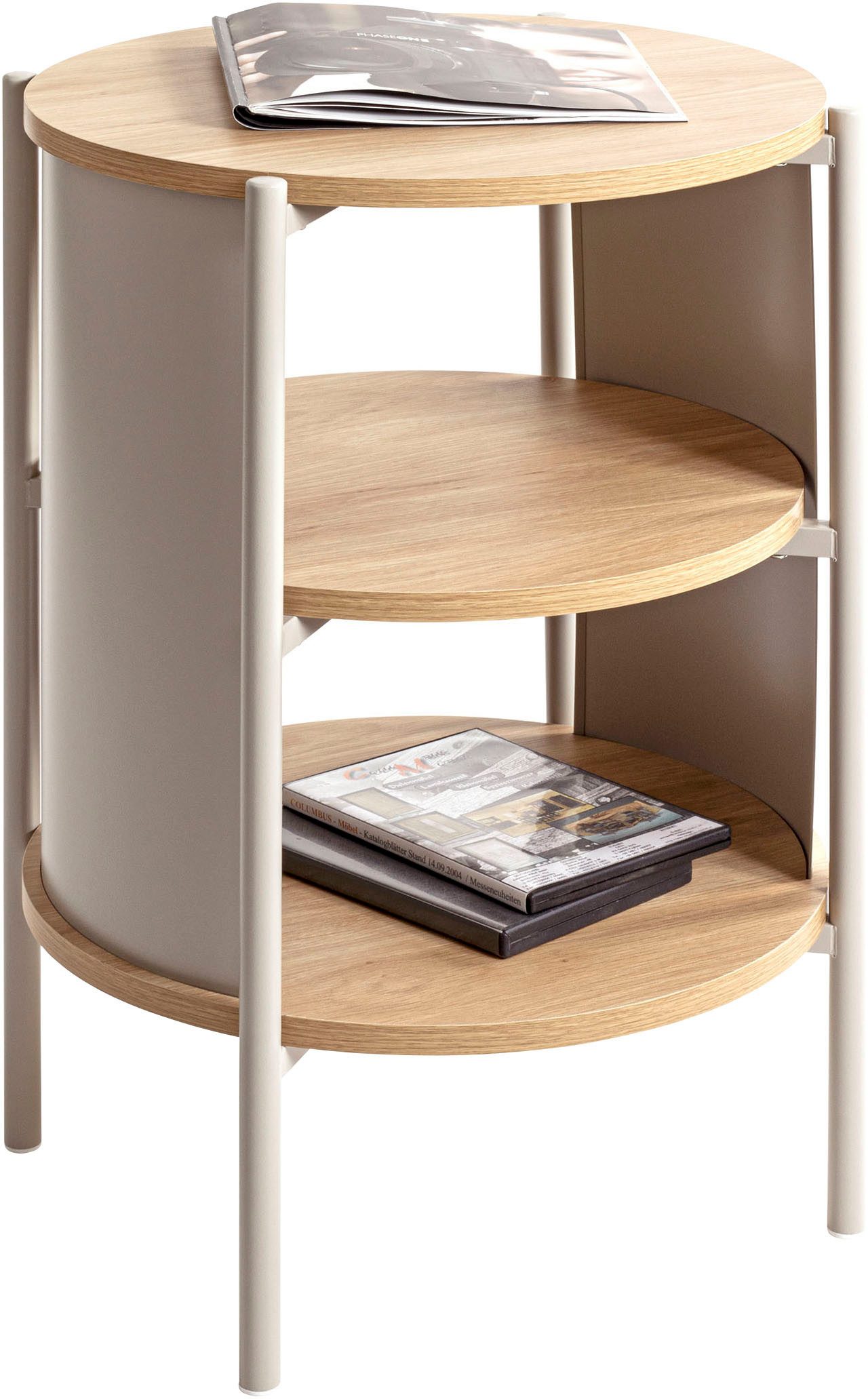 HAKU Beistelltisch Nachtkonsole, Sofatisch, Wohnzimmertisch (1-St), rund - aus MDF Braun - Ø/H 44/60 cm