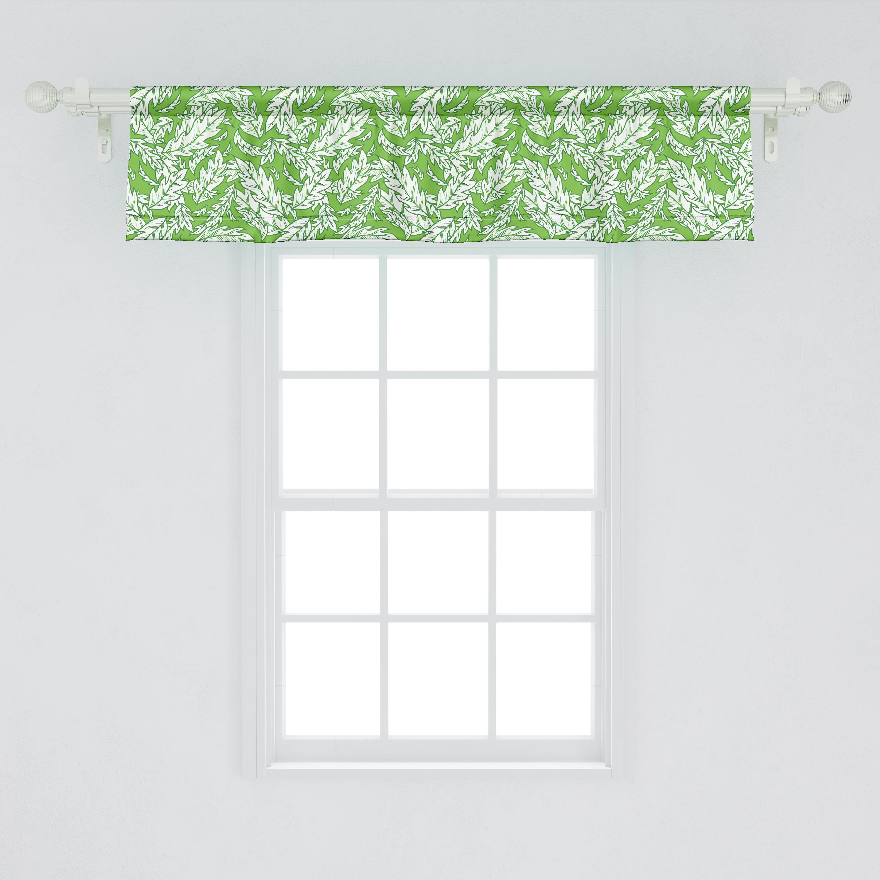 Scheibengardine Vorhang Volant Microfaser, für Stangentasche, Fiederblättern mit Abakuhaus, Blumen Schlafzimmer Dekor Sommer-Theme Küche