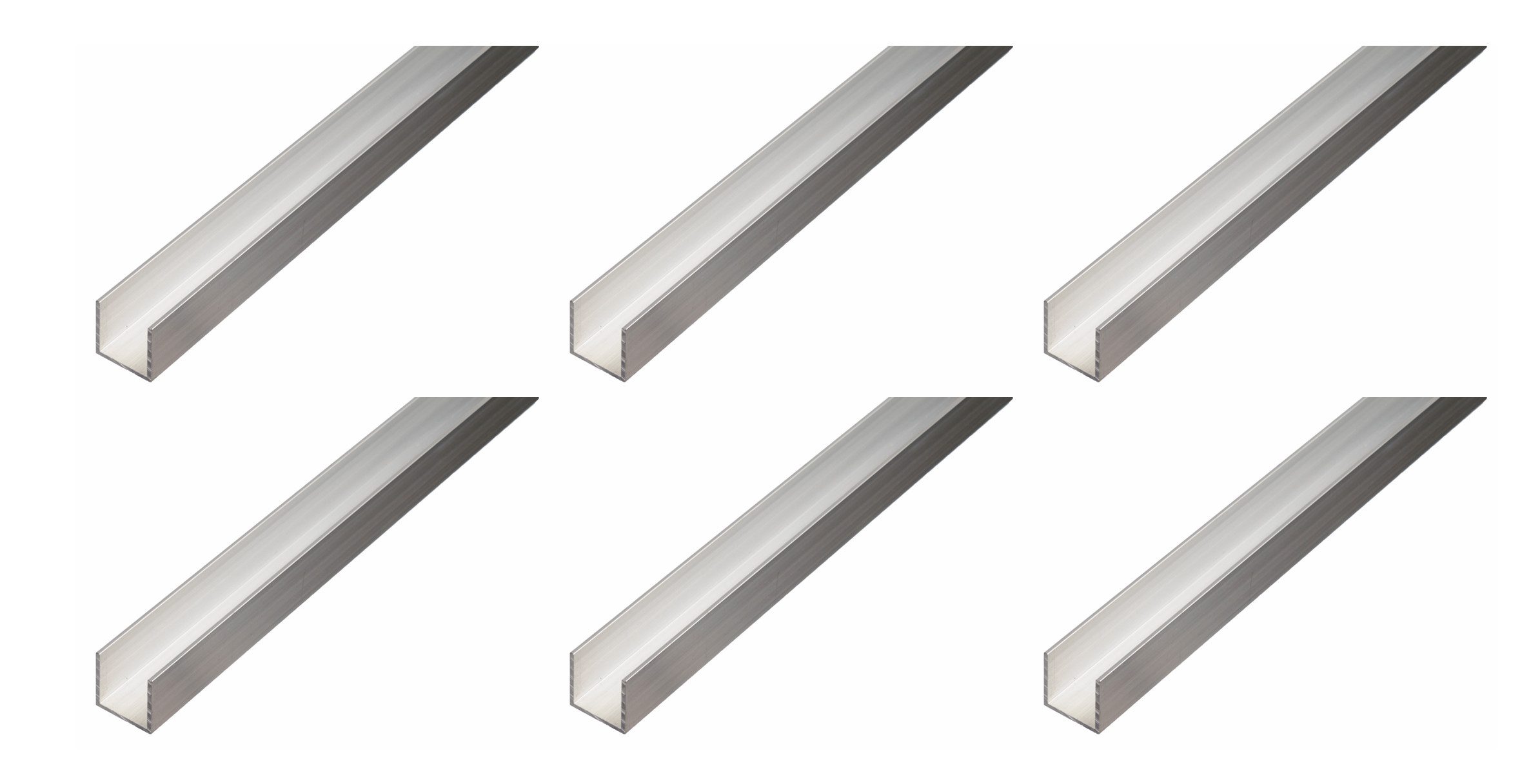 Alberts Profil (6-St), Alberts BA-Profil im Bundle, U-Form, Aluminium, natur, Länge 1 m