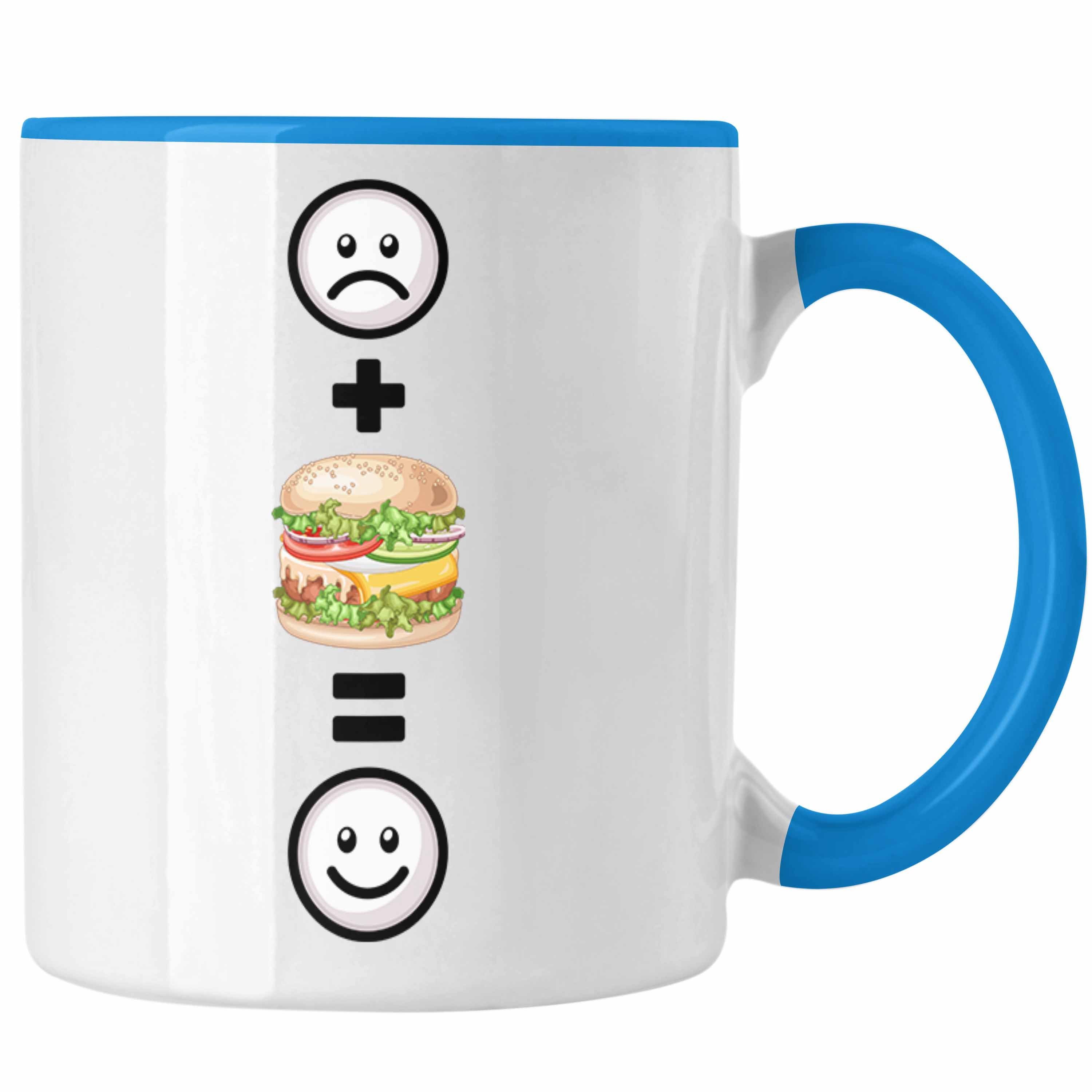 Trendation Tasse Burger Tasse Geschenk für Burger-Liebhaber Lustige Geschenkidee :(B Blau