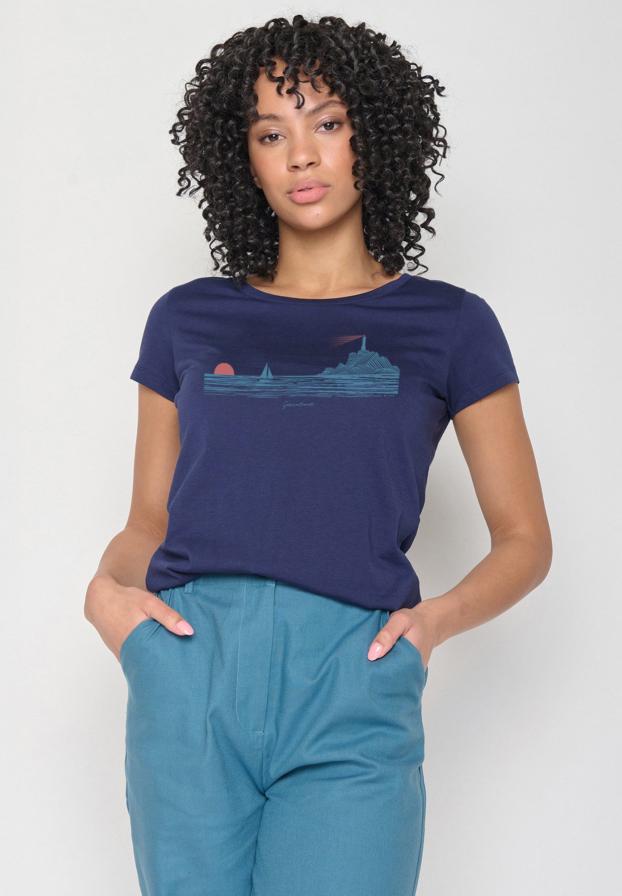 GreenBomb T-Shirt Loves Nature Lighthouse Motiv Natur (1-tlg., 1) figurbetont, leicht tailliert, klassische Kurzärmel