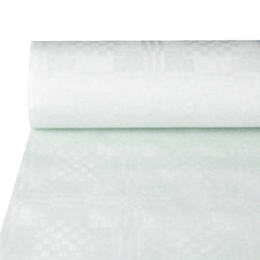 PAPSTAR Tischdecke Papiertischtuch mit Damastprägung 25 m x 1 m weiss