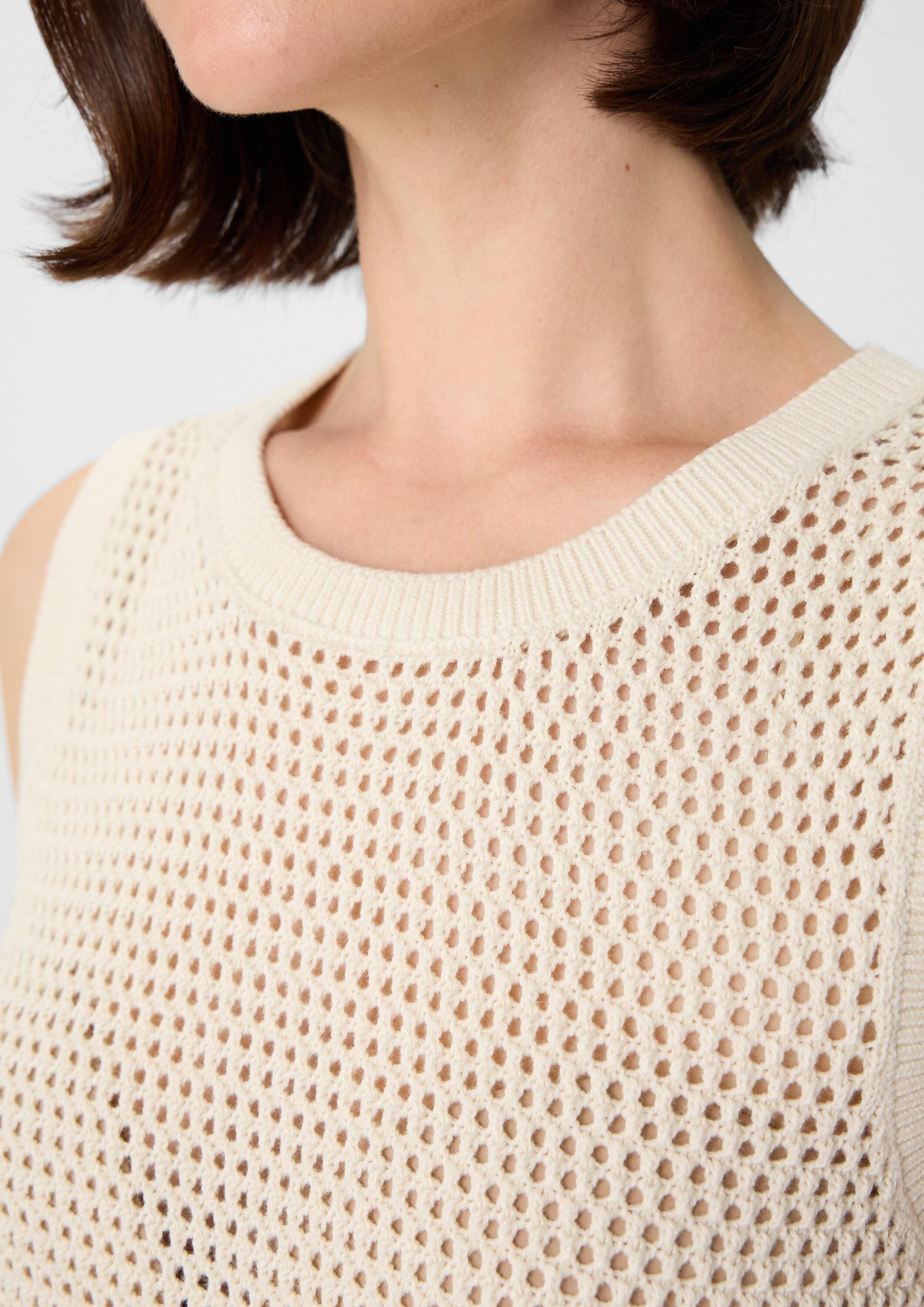 comma Rundhalspullover Strickpullunder Weiches Top aus Ajour-Strick
