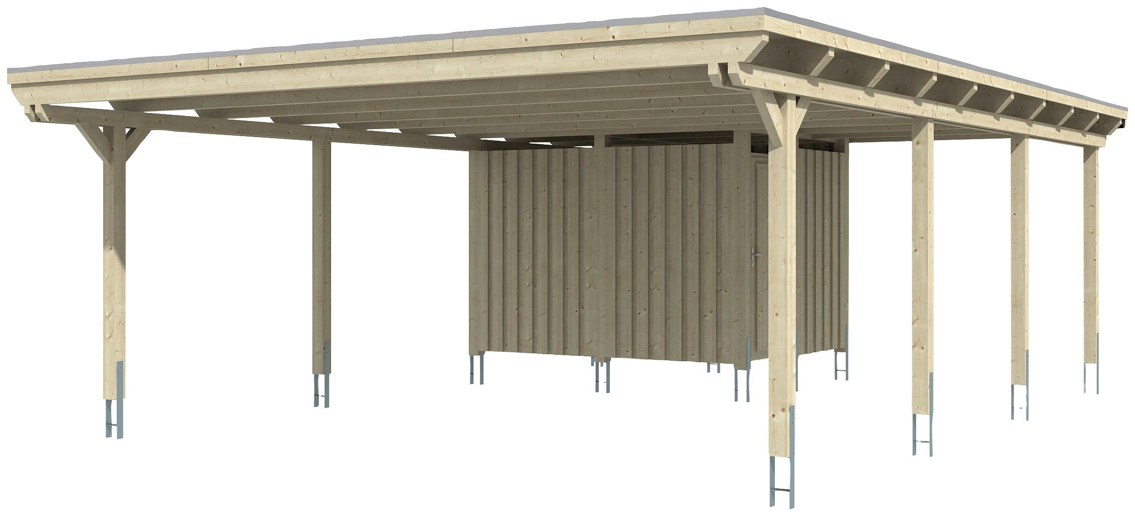 mit Doppelcarport BxT: Abstellraum, weiß 223 cm, Emsland, Einfahrtshöhe, 613x846 Skanholz in cm versch. Farben