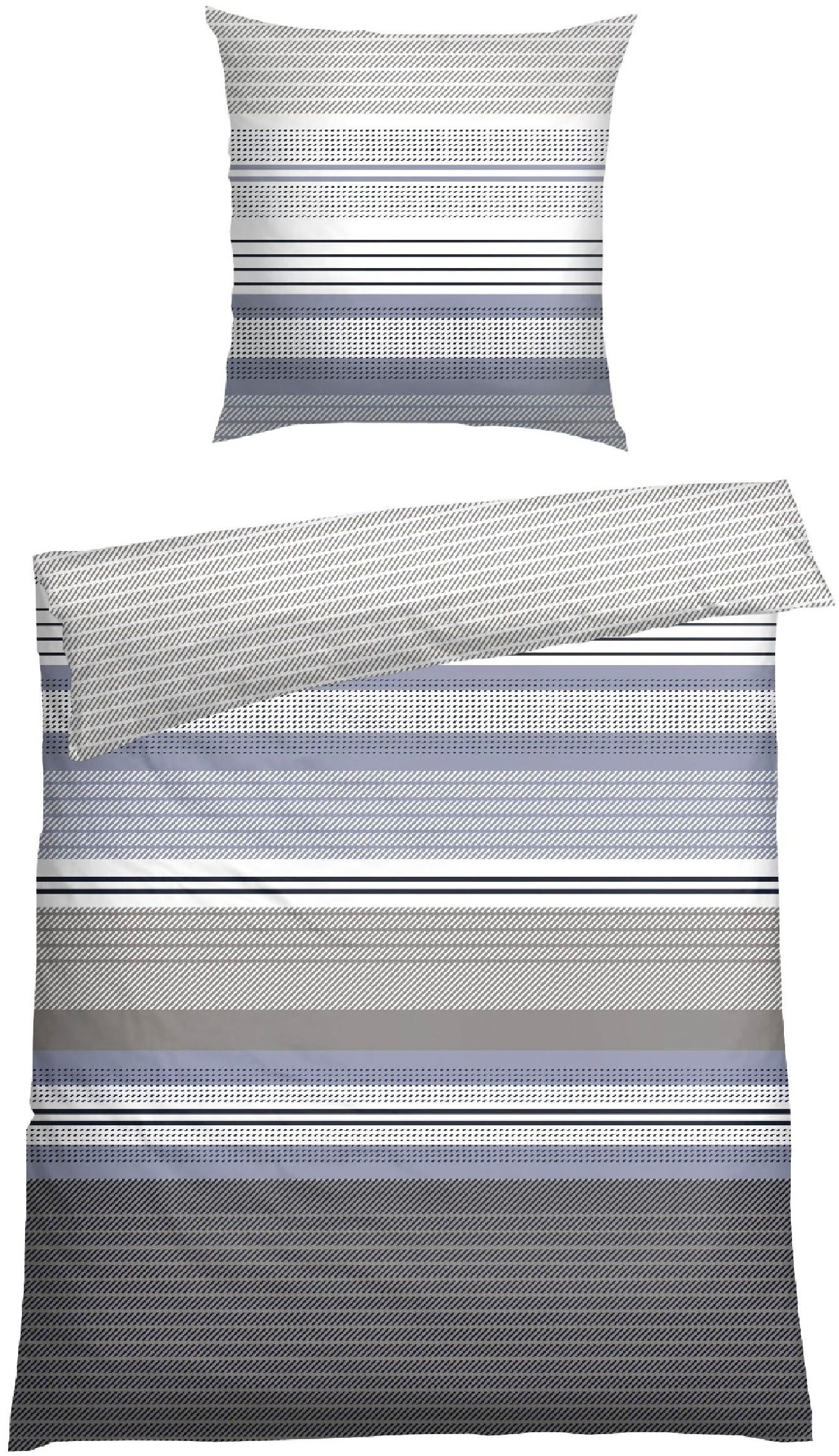 Schiesser Bettwäsche Pino aus weicher Baumwolle in gestreifter Optik, Feinbiber, 2 teilig, MADE IN GREEN by OEKO-TEX®-zertifiziert