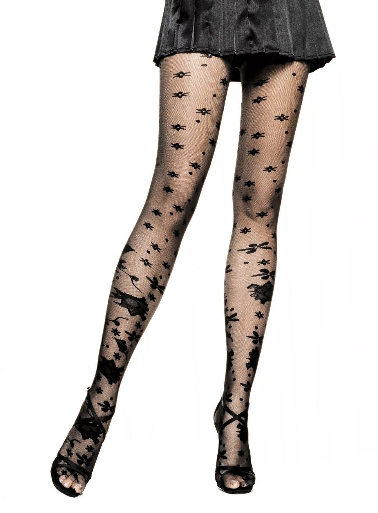Leg Avenue Feinstrumpfhose Strumpfhose mit Blütenmuster Größe S-M Sinnlich verführerisches Accessoire, das Stil und Eleganz vereint
