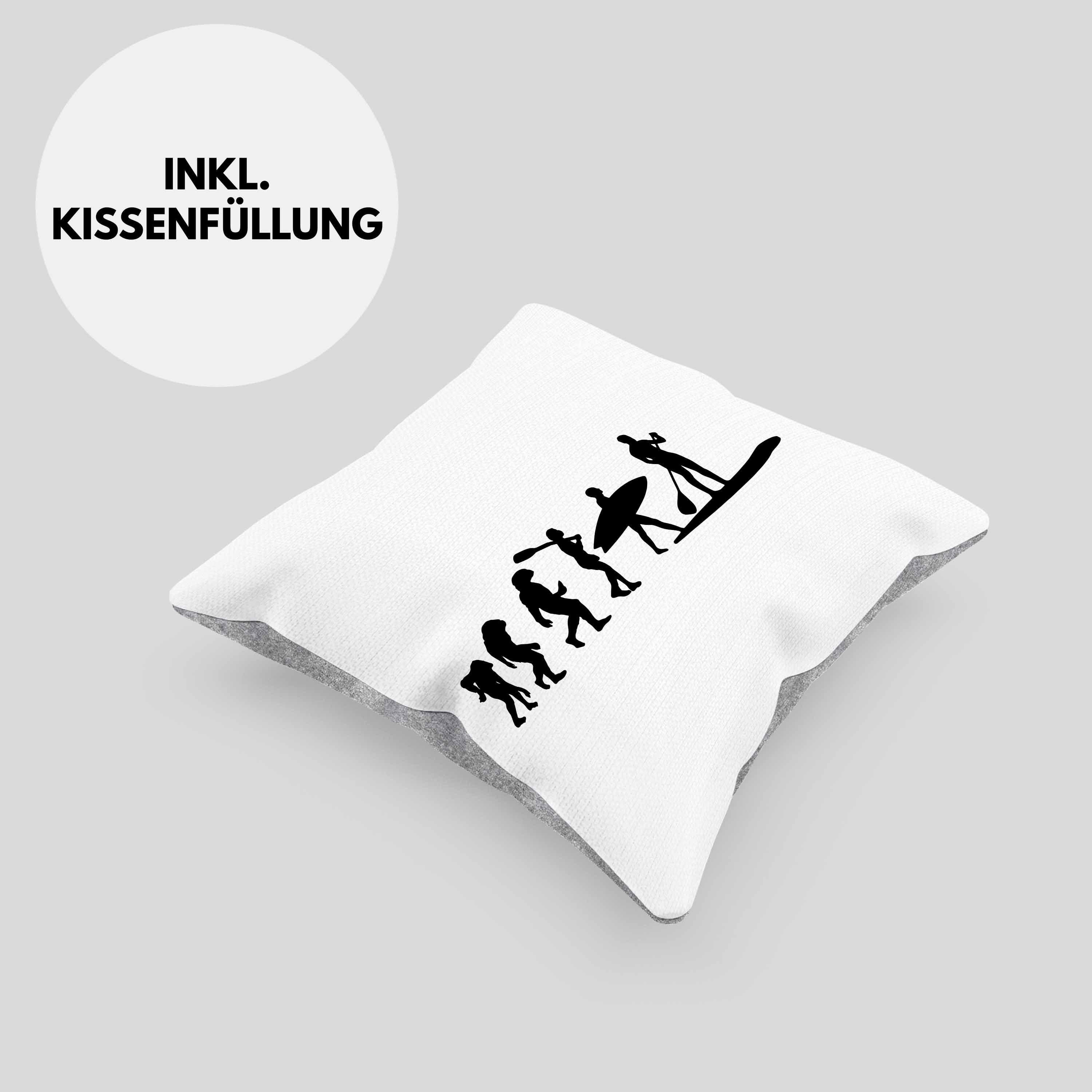 Trendation Dekokissen Kissen Grafik mit Paddling - 40x40 Evolution SUP Grau Geschenkidee Standup Trendation Dekokissen Lustige Geschenk Füllung