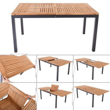 Hartman Gartentisch SOUTH-WALES, XERIX/NATUR, Alu/FSC-Teak, 150/210x90 cm, Synchronauszug, Esstisch für bis zu 6-8 Personen, belastbar bis ca. 75 kg