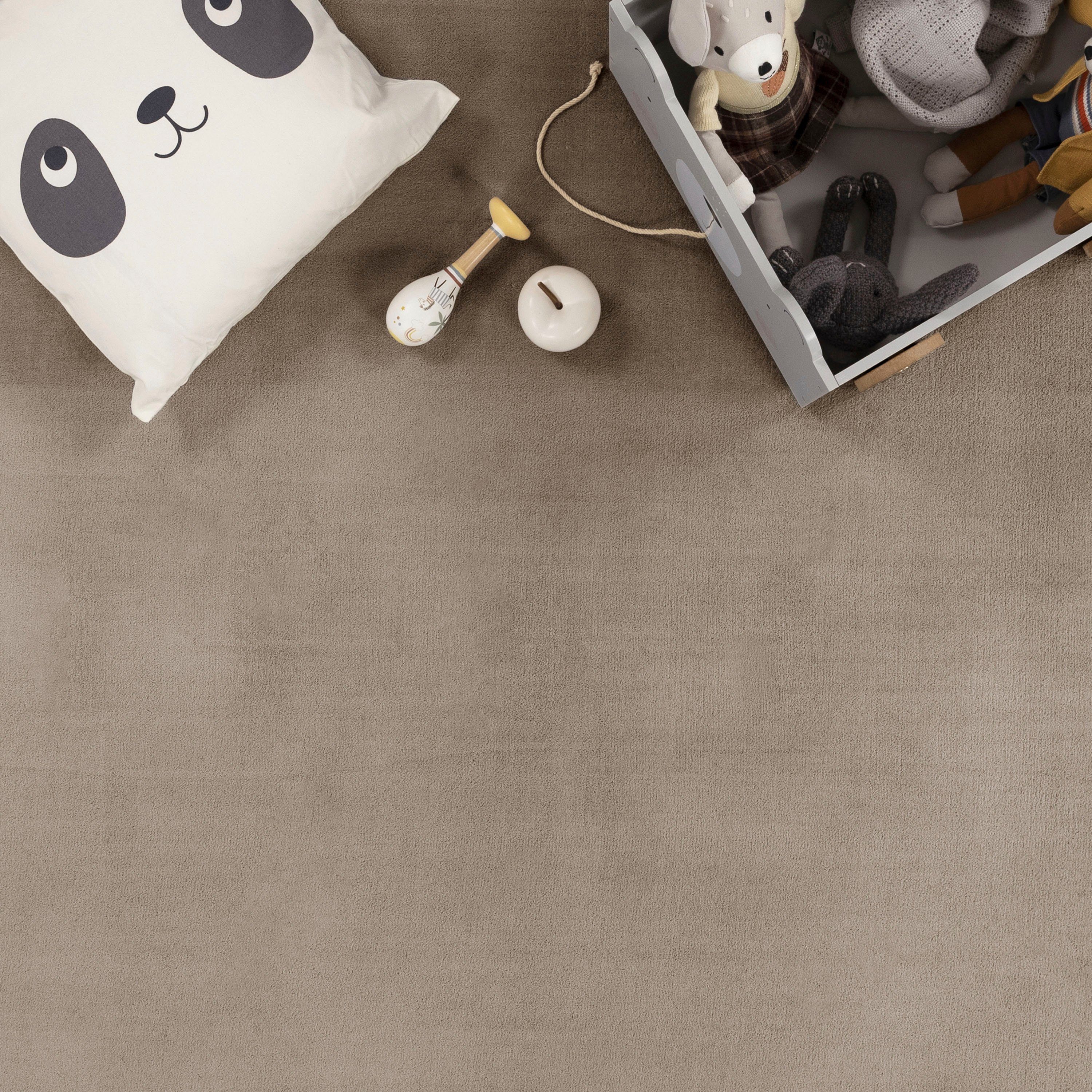 Teppich Tatami 475, Paco Uni Home, waschbar mit Kurzflor, Farben, mm, Foam, rund, 24 Memory Höhe: beige