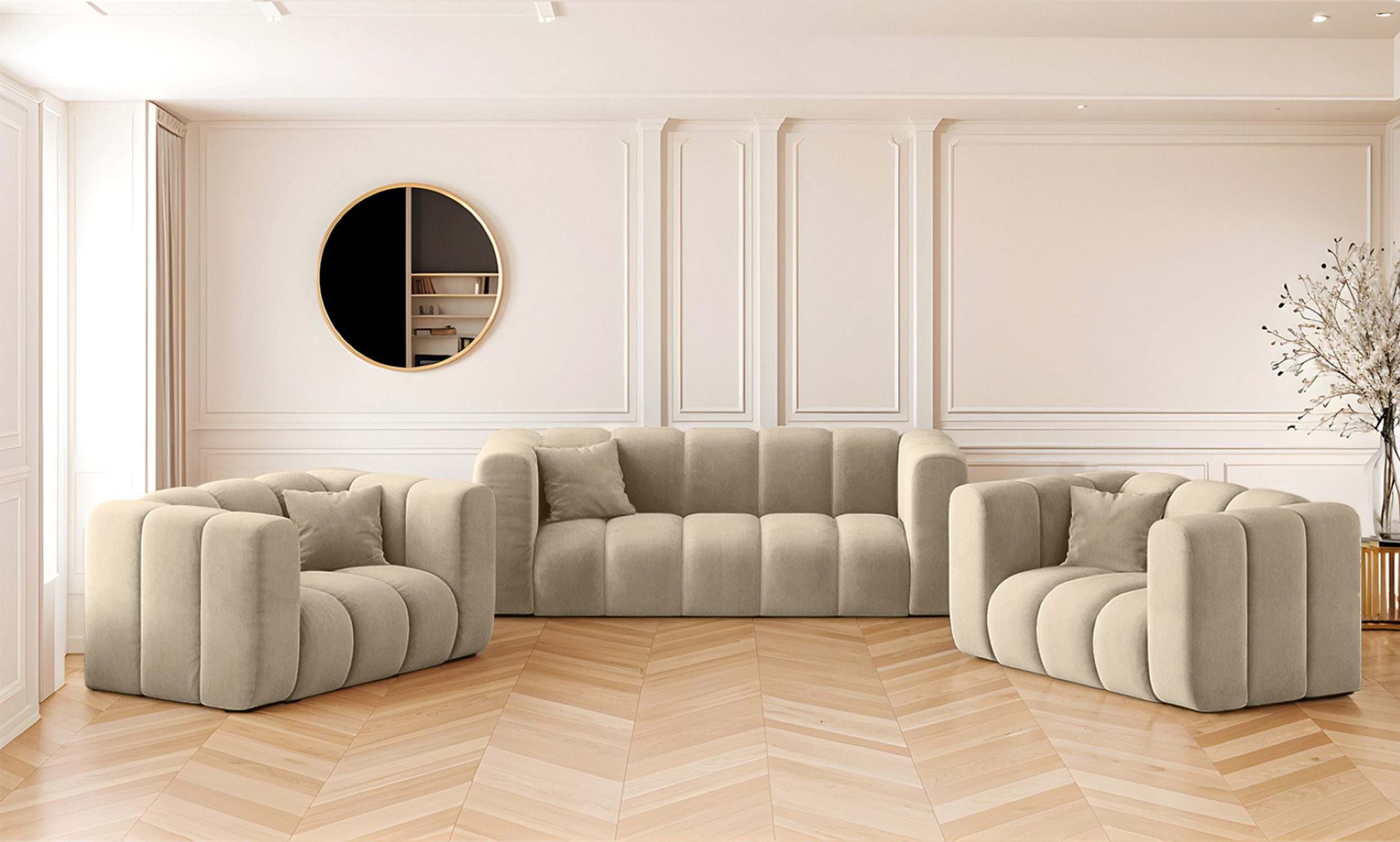 Kaiser Möbel Loungeset Sofagarnitur 2+1+1 Couchgarnitur serie Grand Stoff H günstig online kaufen