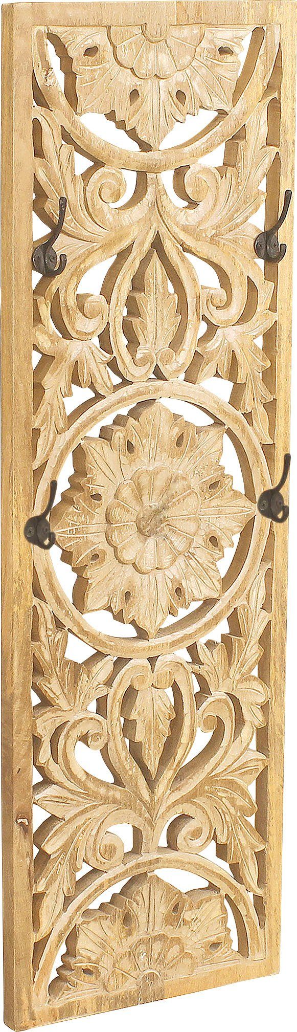SIT Garderobenpaneel Wandgarderobe aus Mangoholz, Massives Mangoholz‑Garderobenpaneel