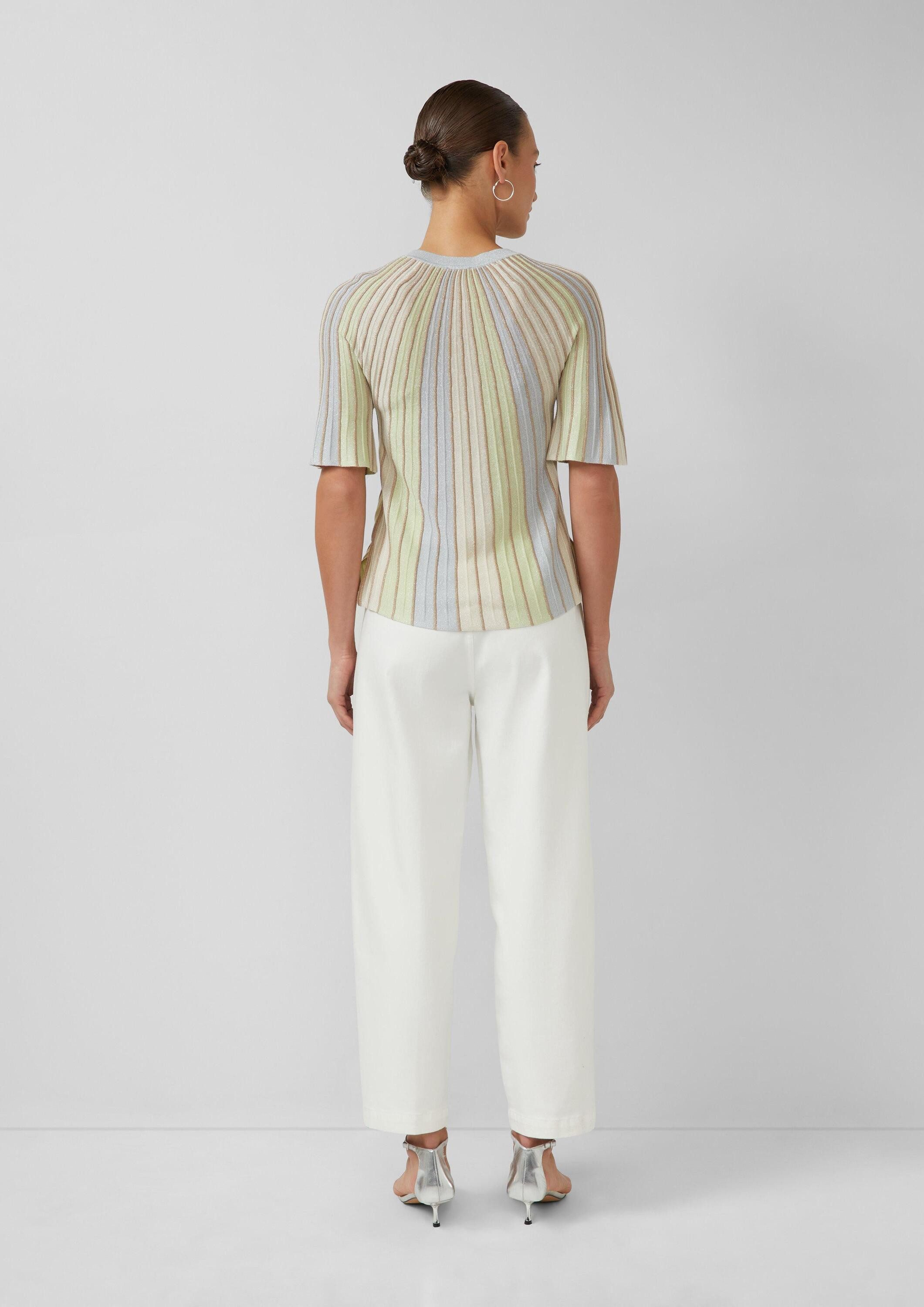 s.Oliver Kurzarmpullover Strickpullover Multicolor-Strickpullover im Relaxed Fit mit Metallic-Garn