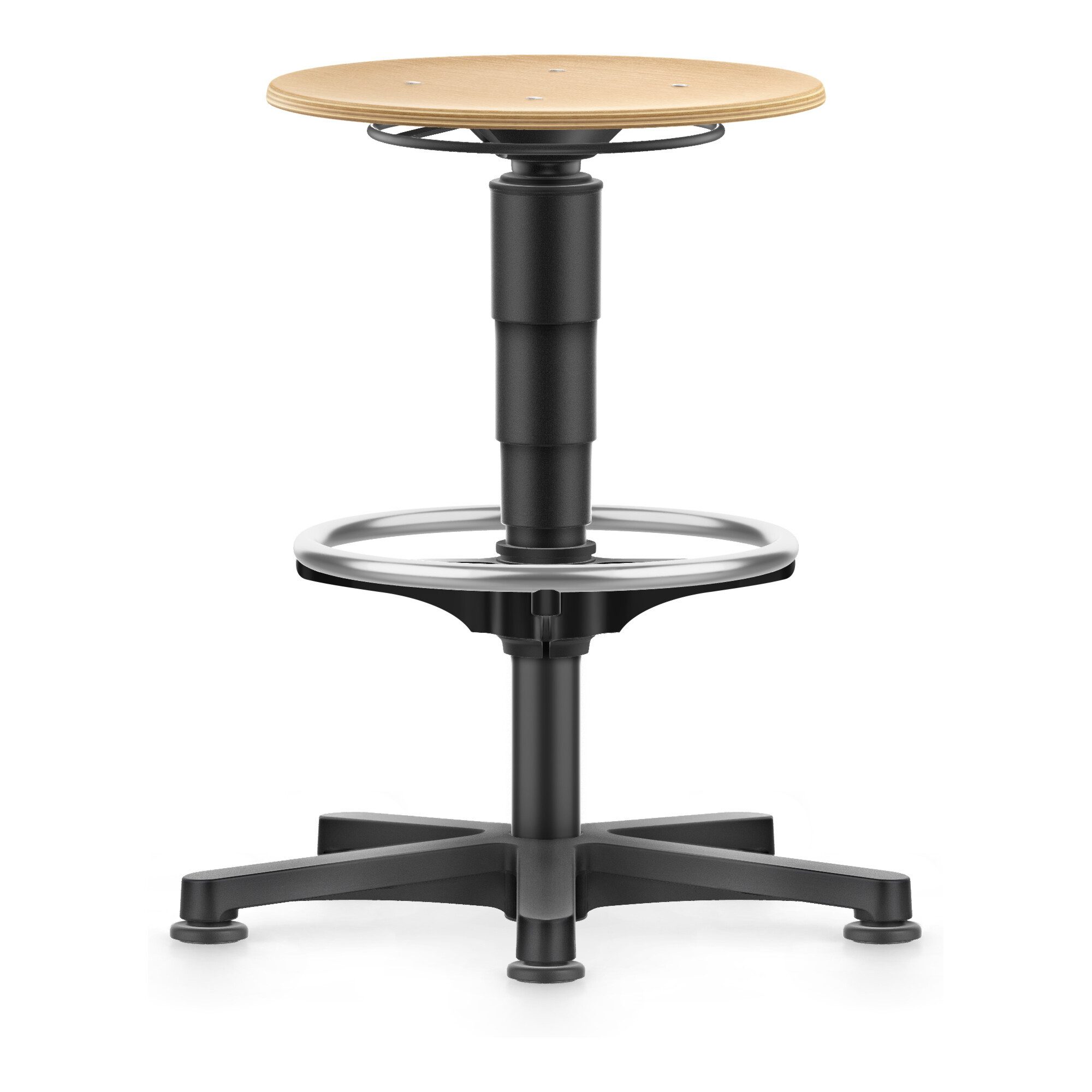 bimos Drehhocker bimos Allround Hocker mit Gleiter und Fußring, Holz, Sitzhöhe 560-830