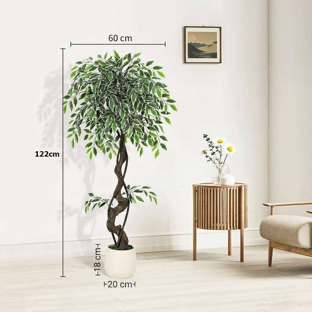 Kunstbaum Künstlicher Ficusbaum Künstliche Pflanzen Künstliche Zimmerpflanze Ficusbaum, GarveeMore, Höhe 120 cm – Bild 3 von 5