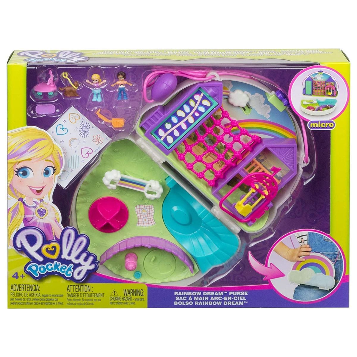 Mattel® Spielwelt Mattel GKJ65 - Polly Pocket - Regenbogen-Tasche inkl. Figuren und Zube