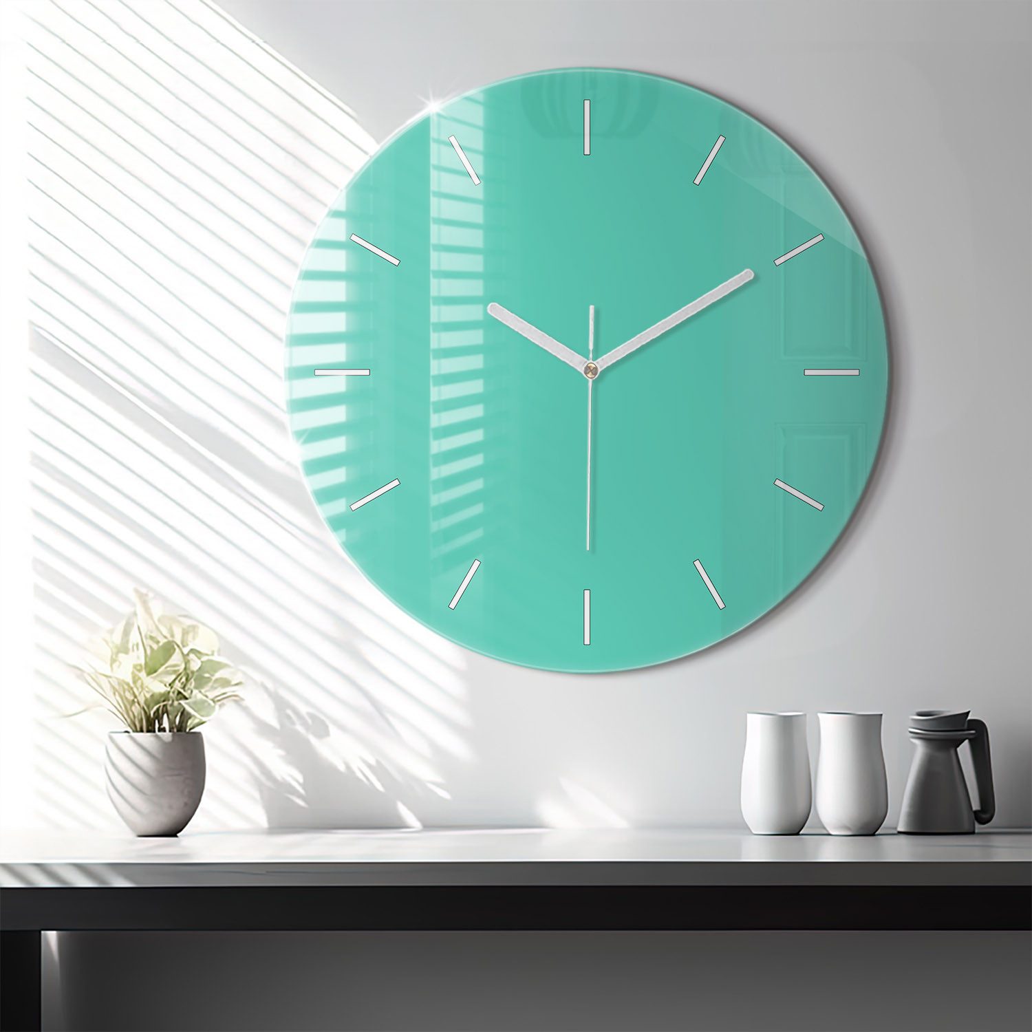 Tulup Wanduhr Glasrunde Uhr Moderne Glaswanduhr 60cm Uhr aus Gehärtetem Glas