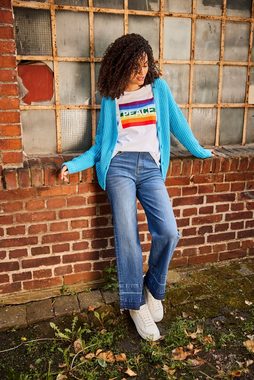 Aniston CASUAL T-Shirt Frontdruck mit Regenbogen und PEACE-Schriftzug