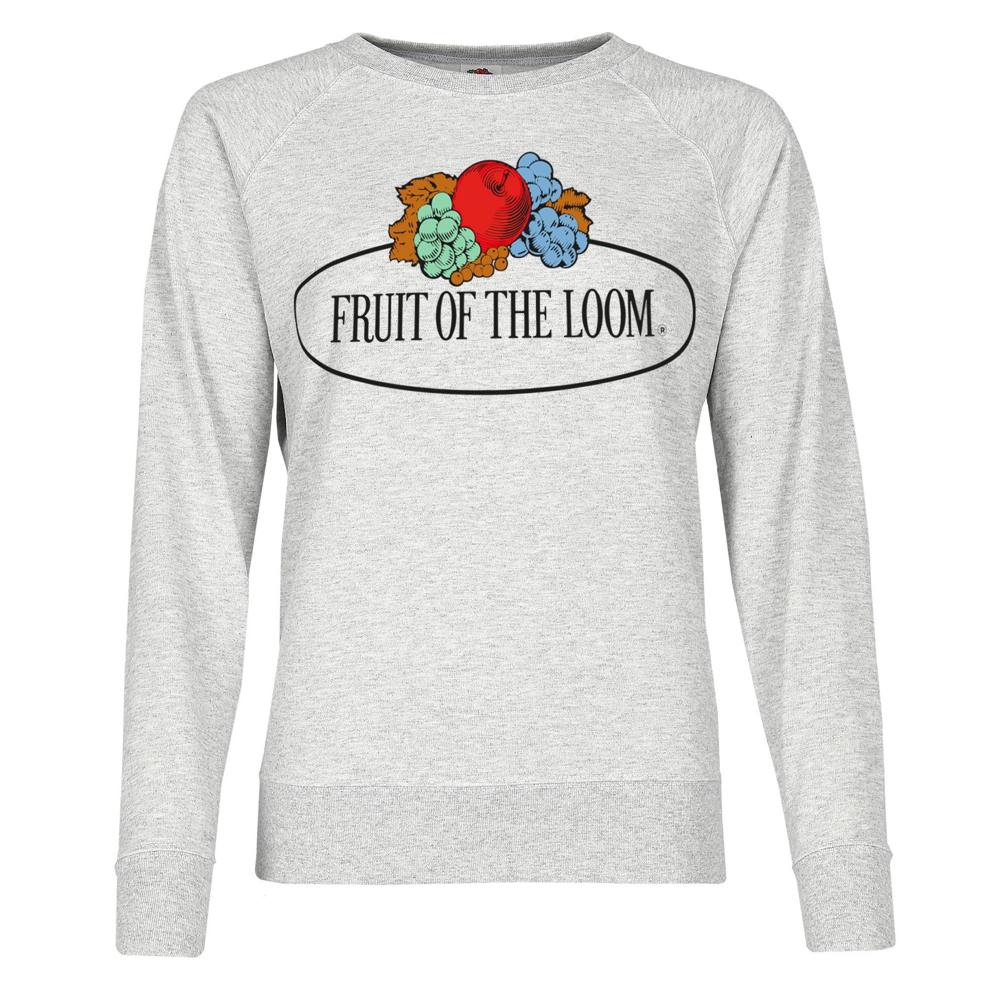 Damen graumeliert Fruit of the Loom leichtes mit Sweatshirt Vintage-Logo Sweatshirt