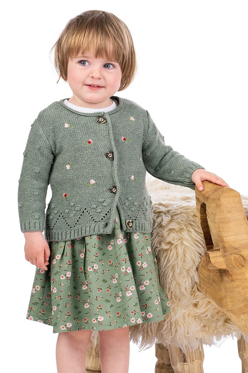 BONDI Trachtenkleid Strickjacke Baby/Kleinkind - HERZILEIN - salbei – Bild 4 von 5