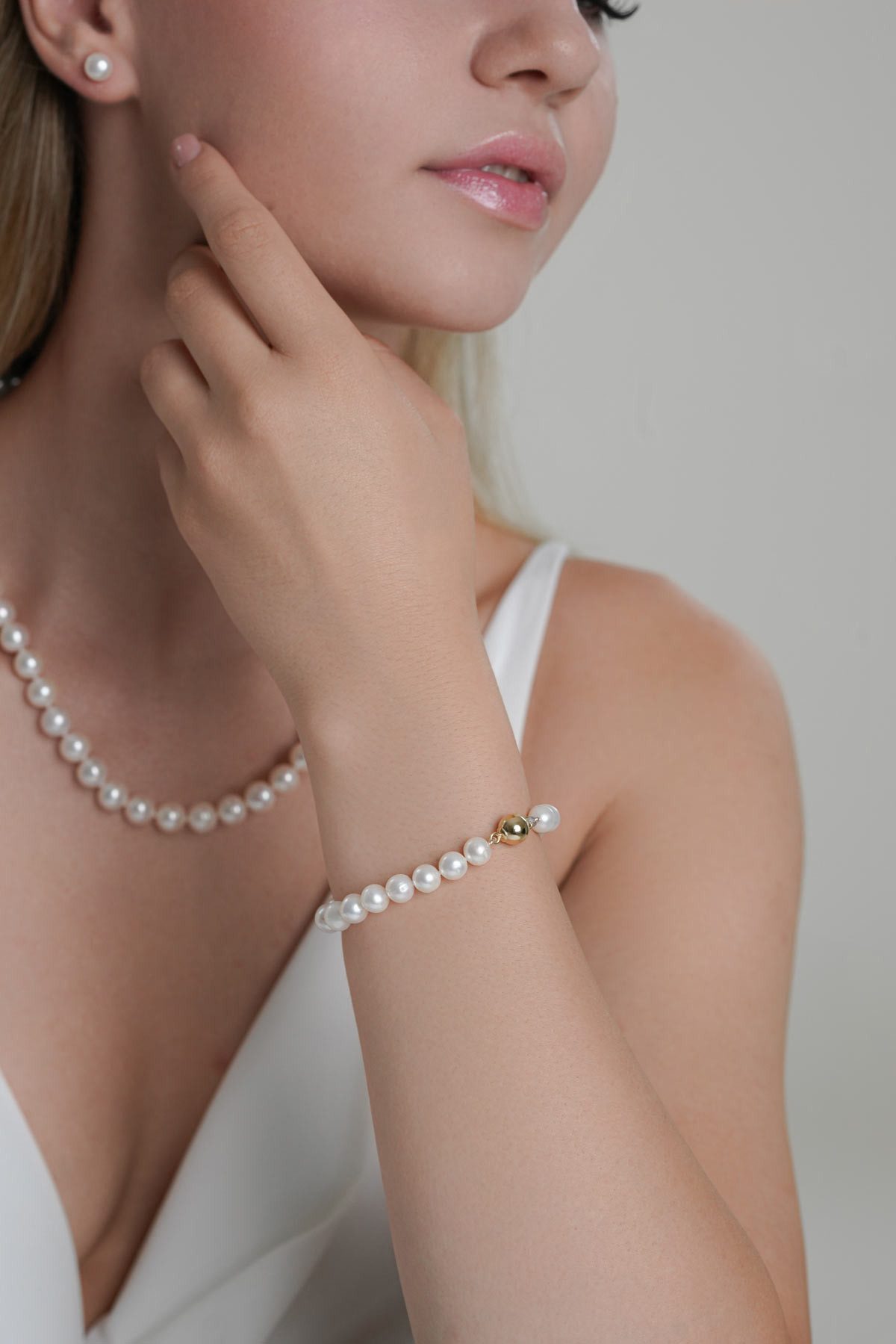 Gaura Pearls Perlenarmband klassisch-elegant weiß rund günstig online kaufen
