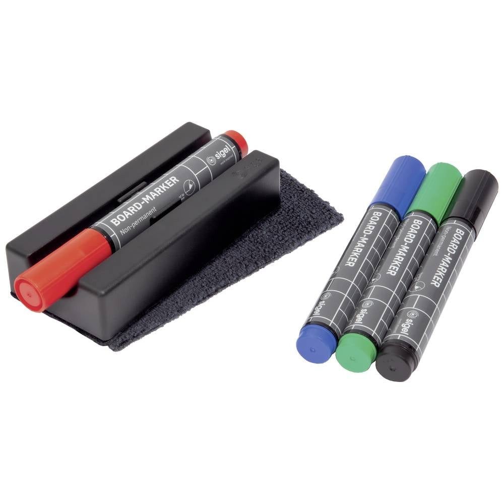 Sigel Magnettafel Set: Board-Eraser mit 4 Board-Markern - magnetisch - 13 x 6 BA151